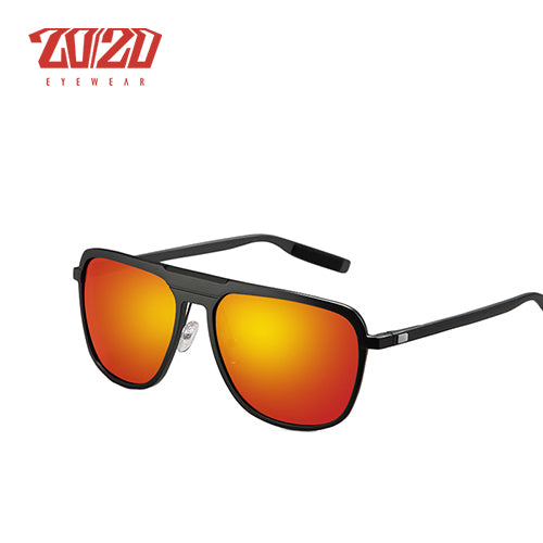 20/20 Unisex Full Rim Square Aluminum Polarized Sunglasses PK017 - Stylish UV Protection for Outdoor Activities, Driving & Fashion