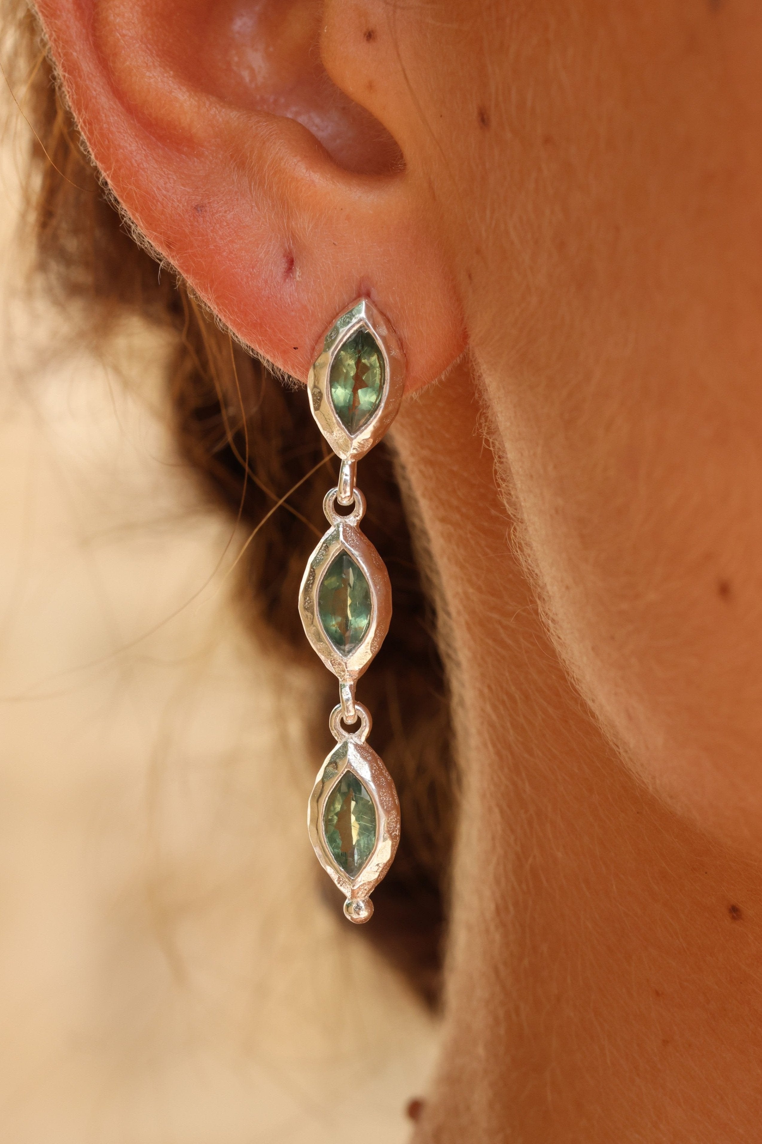 Isabella Marquise Apatite Sterling Silver Earrings for Women - Elegant Blue Gemstone Jewelry for Party, Wedding & Special Occasions