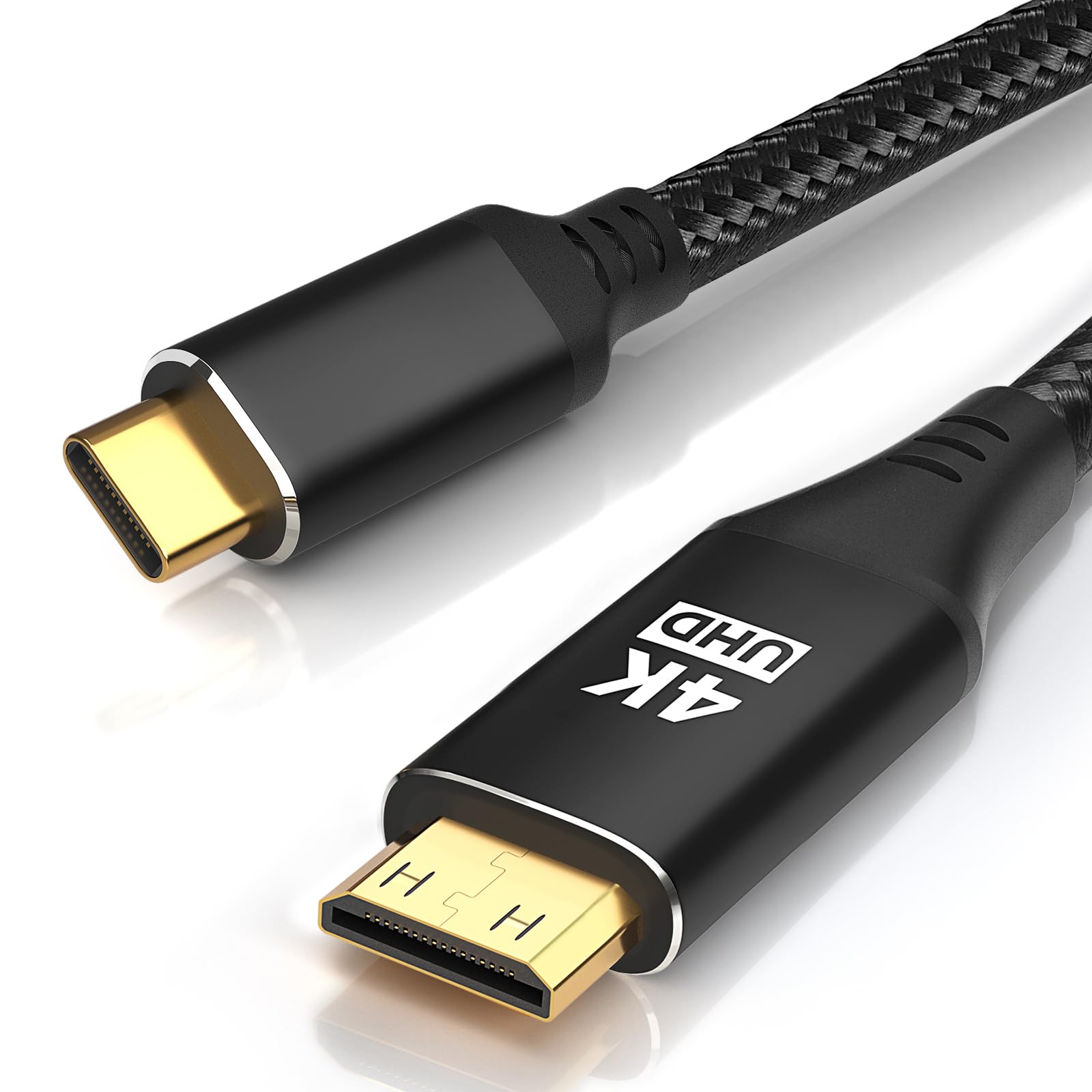 Premium USB C to Mini HDMI Cable 10FT - High Speed 4K@30Hz/2K@60Hz/1080P Nylon Braided Type C to Mini HDMI Cord for Portable Monitors, Steam Deck, ROG Ally, Laptops, MacBook, iPad Pro, iPhone 15 - Ideal for Gaming, Presentations & Home Theater Setups