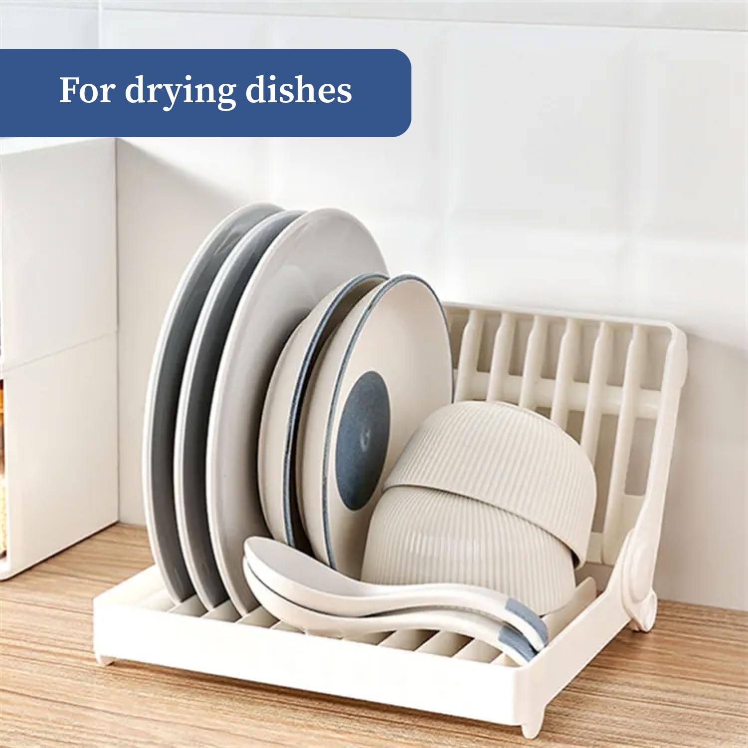 Foldable Dish Drying Rack & Plate Stand - Space Saving Kitchen Organizer for Cups, Bowls & Utensils | Compact Dish Drainer for Small Spaces | Perfect for Apartments, RVs & Countertop Storage (Pack of 1)