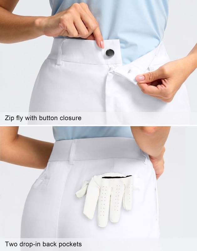 Women's Quick Dry Stretch Golf Shorts with Pockets - 9 Inch Bermuda Knee Length Athletic Shorts for Golf, Work & Casual Wear | Perfect for Summer, Office & Outdoor Activities
