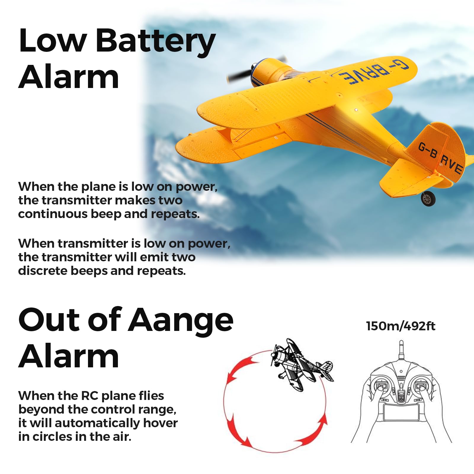WLtoys A300 4-Channel RC Plane - Beechcraft D-17 Model with LED Lights, 6G/3D Brushless Motor, 2.4GHz Remote Control & 2 Batteries - Perfect RC Airplane Gift for Adults (Outdoor Flying, Hobbyist Collections, Birthday Presents)