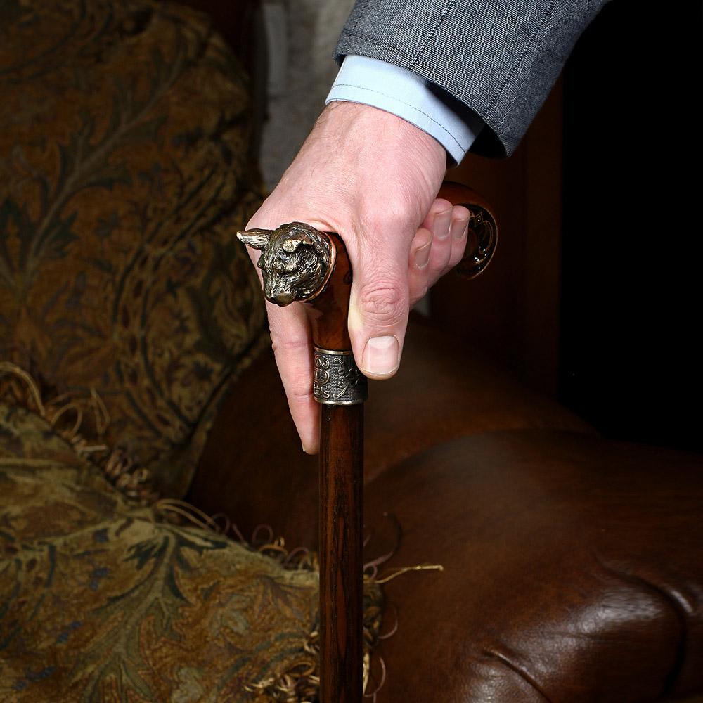 Handcarved Mystical Cat Walking Cane - Elegant Bronze Cat Head with Adjustable Collar - Perfect for Cosplay, Costume Parties, and Unique Fashion Accessories