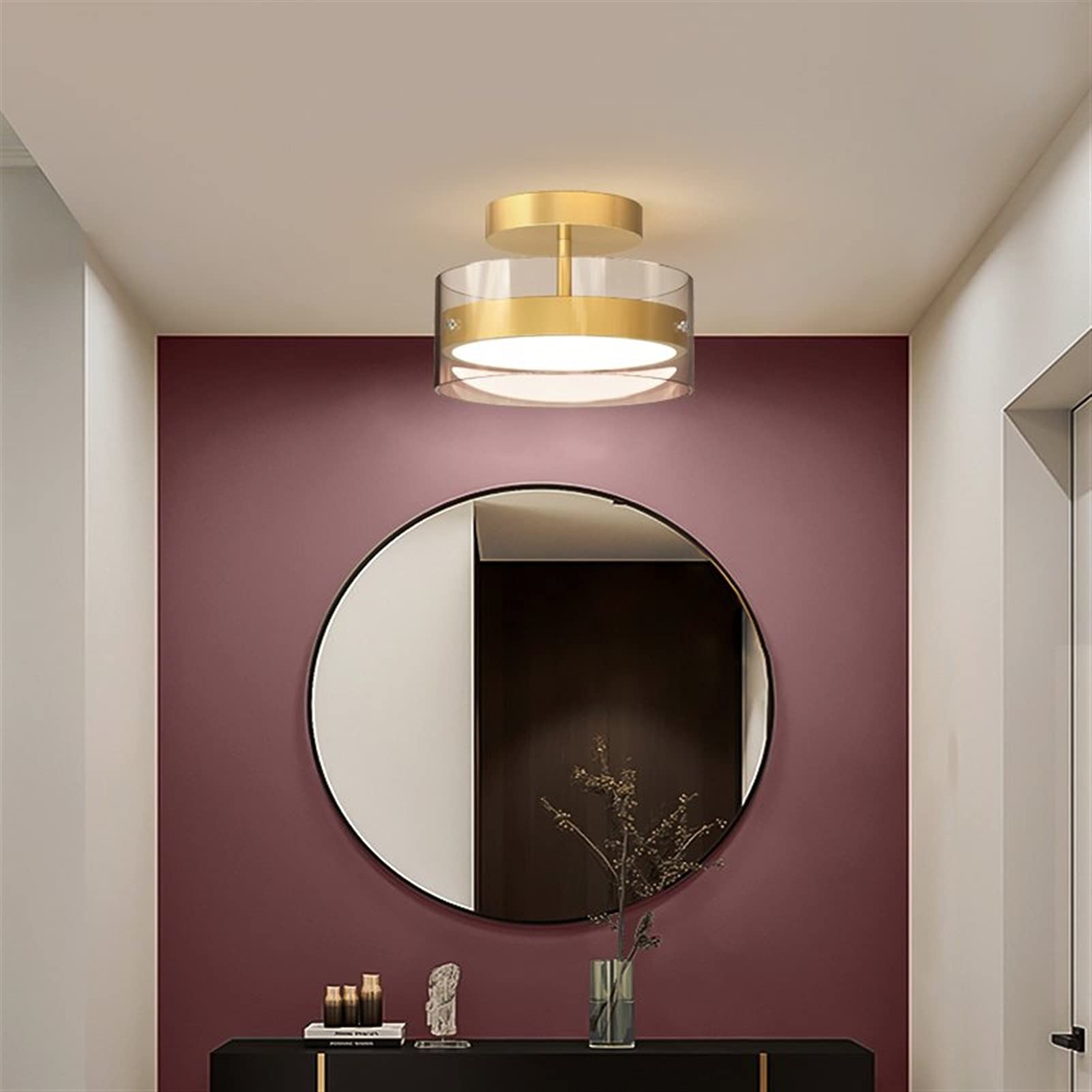 Modern LED Chandelier - Gold Minimalist Ceiling Light with Warm White Lighting for Hallway, Entrance, Balcony & Cloakroom | Energy-Efficient Indoor Decoration for Home & Office Spaces