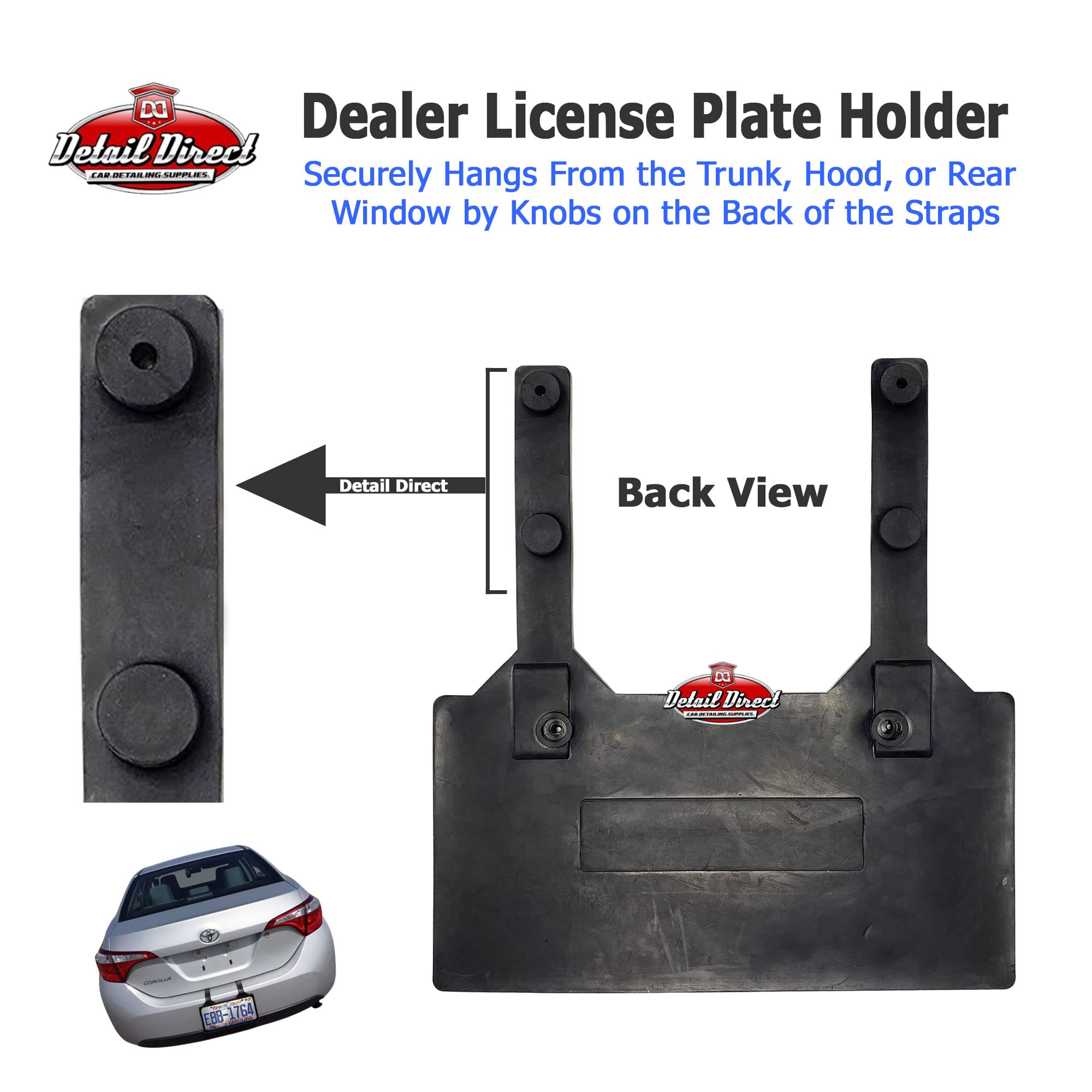 Durable Rubber License Plate Holder for Cars - Universal Fit, No Drill Installation - Perfect for Dealerships, Auto Shops & Car Enthusiasts