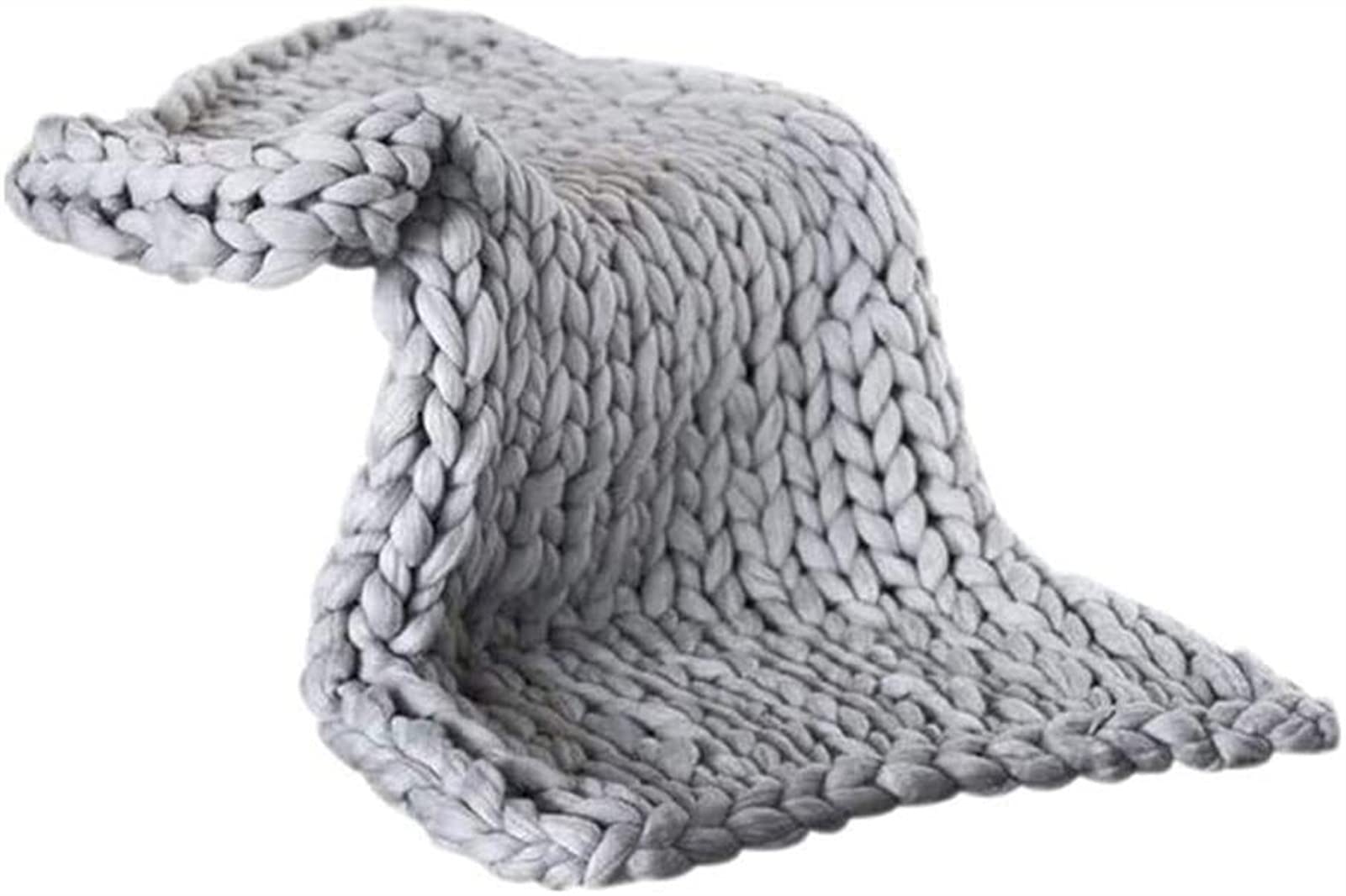 Chunky Knit Throw Blanket - Large 80x80in (200x200cm) Soft Heavy Polyester Handmade Blanket for Sofa, Bed, Yoga Mat & Pet Mat - Modern Home Decor in Grey - Perfect for Cozy Living Room, Bedroom & Winter Snuggles