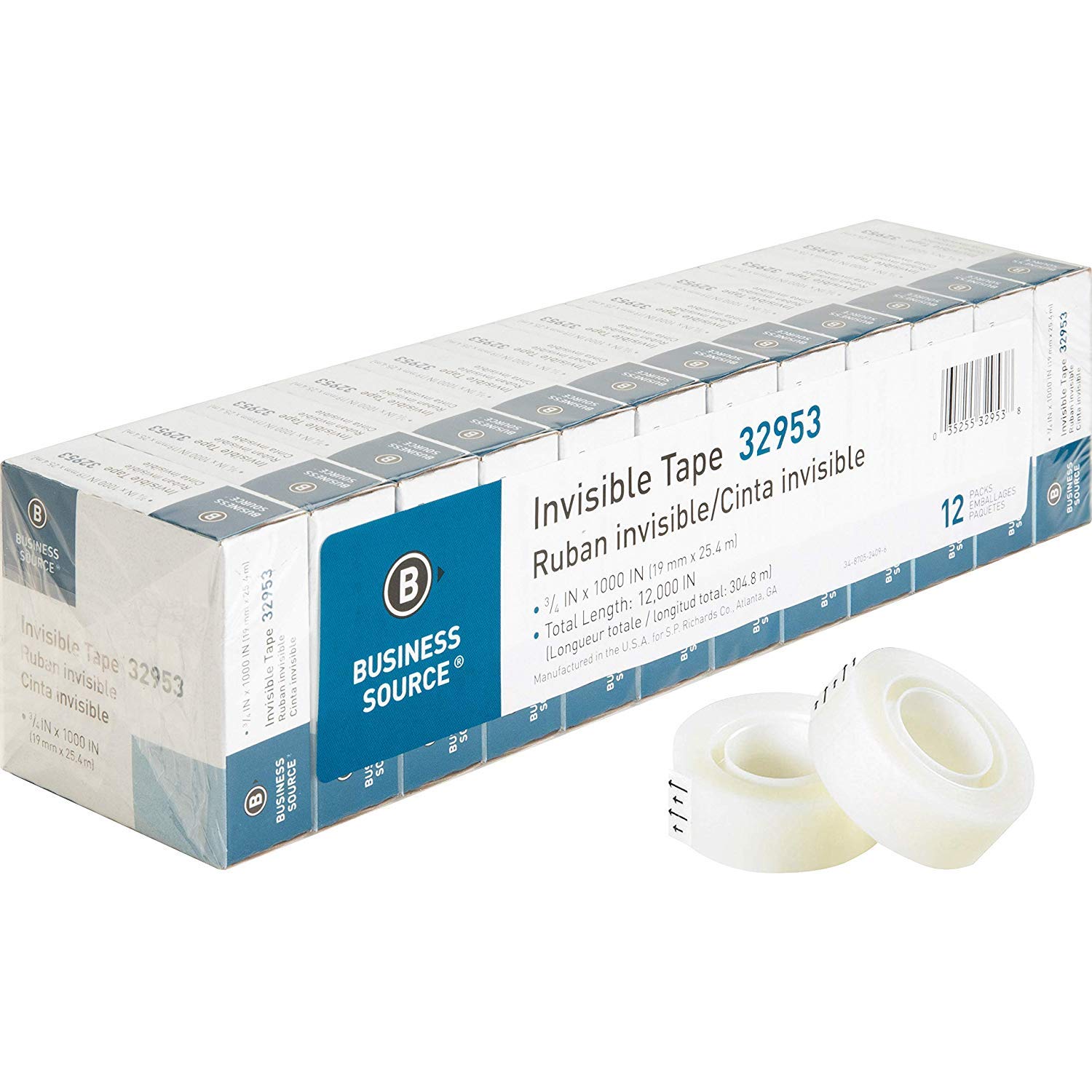 Clear Invisible Tape 3/4 Inch x 1000 Feet - 1 Core, 144 Rolls per Pack (BSN32953) - Perfect for Office, School, Packaging & Gift Wrapping