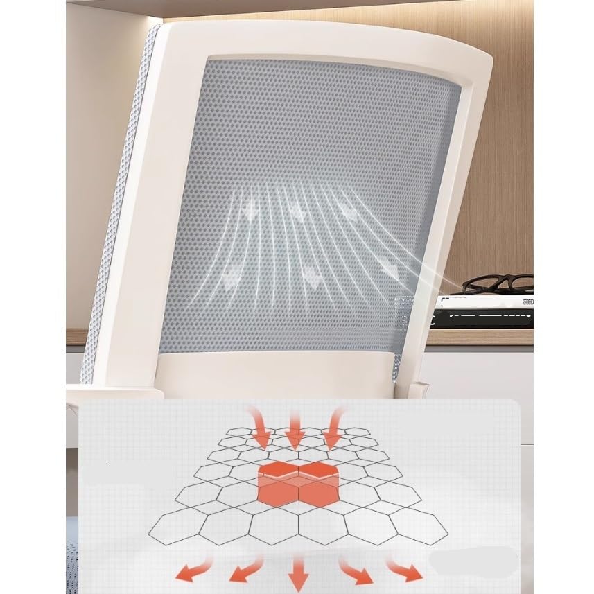 Ergonomic Mesh Office Chair with Middle Back Support - Breathable Desk Chair for Home & Office Use - Comfortable White Computer Chair for Long Hours of Work