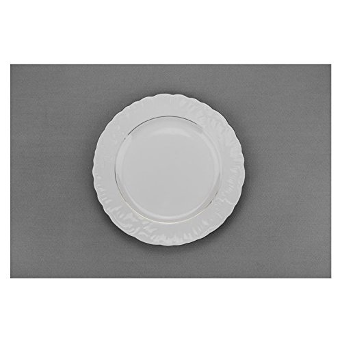 Premium 13-Inch Porcelain Dinner Plates Set of 6 with Elegant Platinum Band & Gold Trim - Perfect for Formal Dining, Wedding Receptions & Luxury Dinner Parties