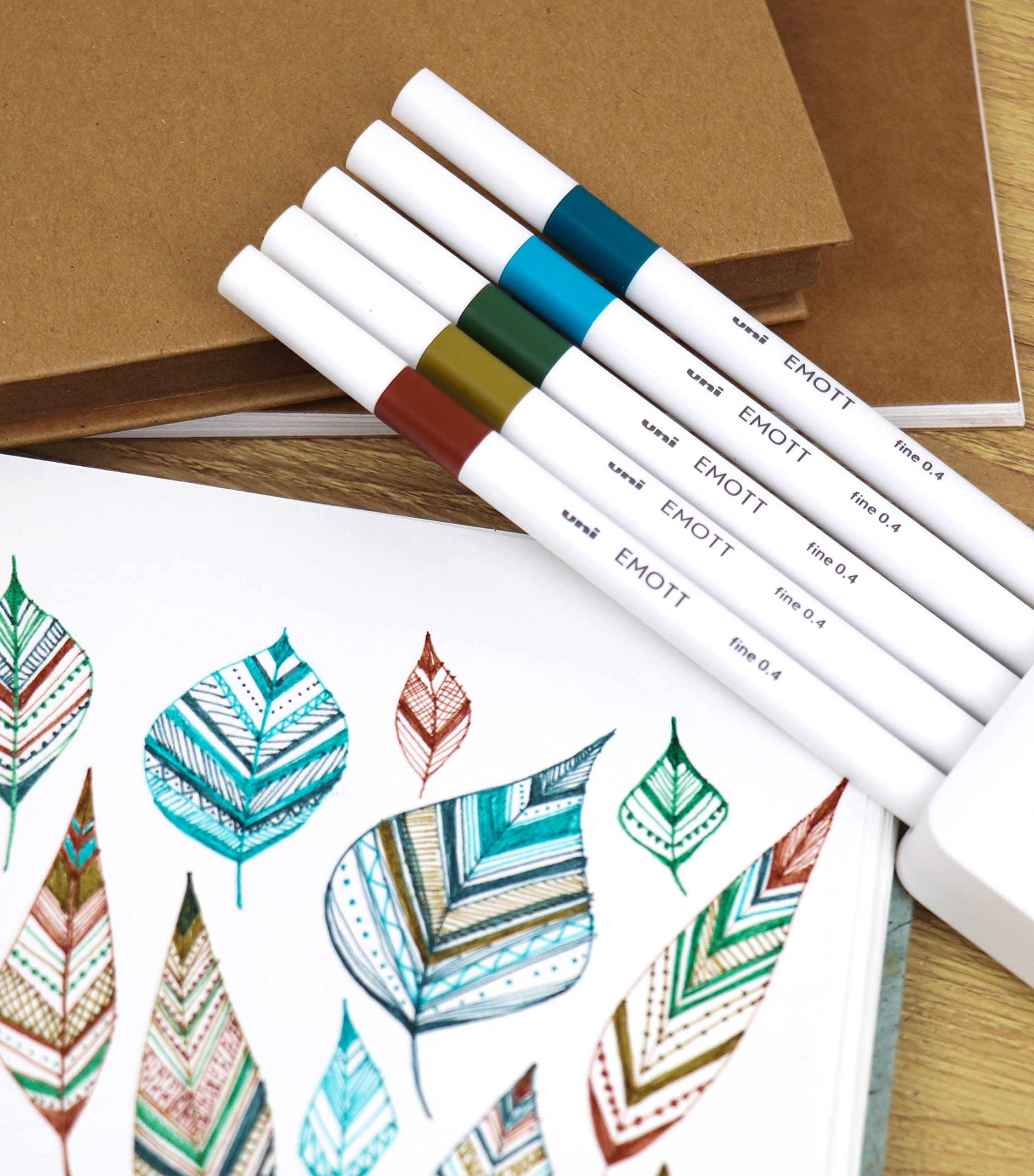 Uniball Emott Fineliner Pen 5 Pack Island Colors - Ultra Fine Point Smooth Writing Pens for Office, School & Artist Supplies - Perfect for Note Taking, Sketching & Bullet Journaling
