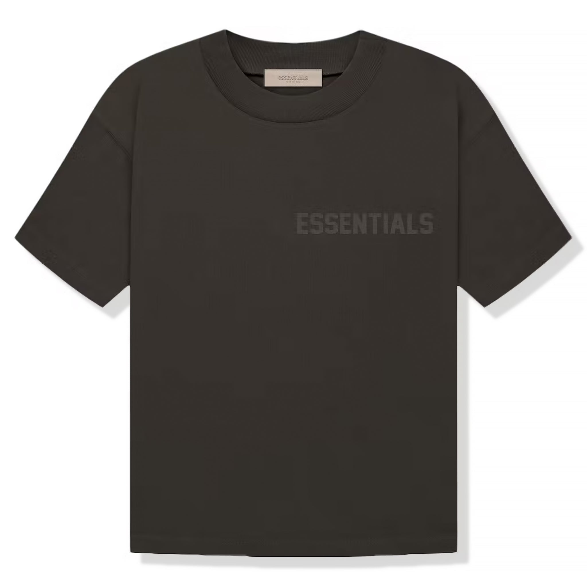 Fear of God Essentials Logo Flocked Off Black T-Shirt for Men - Streetwear Fashion & Casual Wear