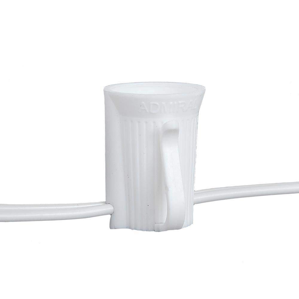 250FT C9 Christmas Lights Reel - Commercial Grade Outdoor Holiday Decor with White Wire & 6 Inch Spacing (E17 Base) - Perfect for Rooflines, Trees, and Holiday Displays
