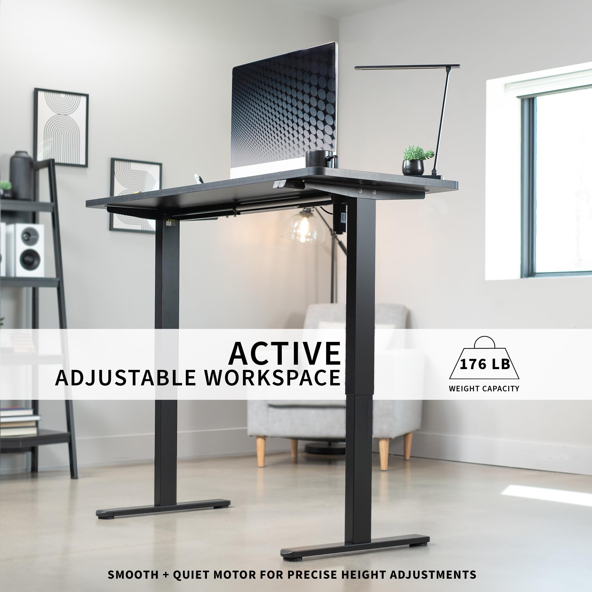VIVO 60-inch Electric Height Adjustable Standing Desk - 60 x 24 inch White Solid Table Top with Black Frame - Ergonomic Home & Office Workstation (B0 Series, DESK-KIT-B06W) - Perfect for Remote Work, Gaming, and Study Spaces