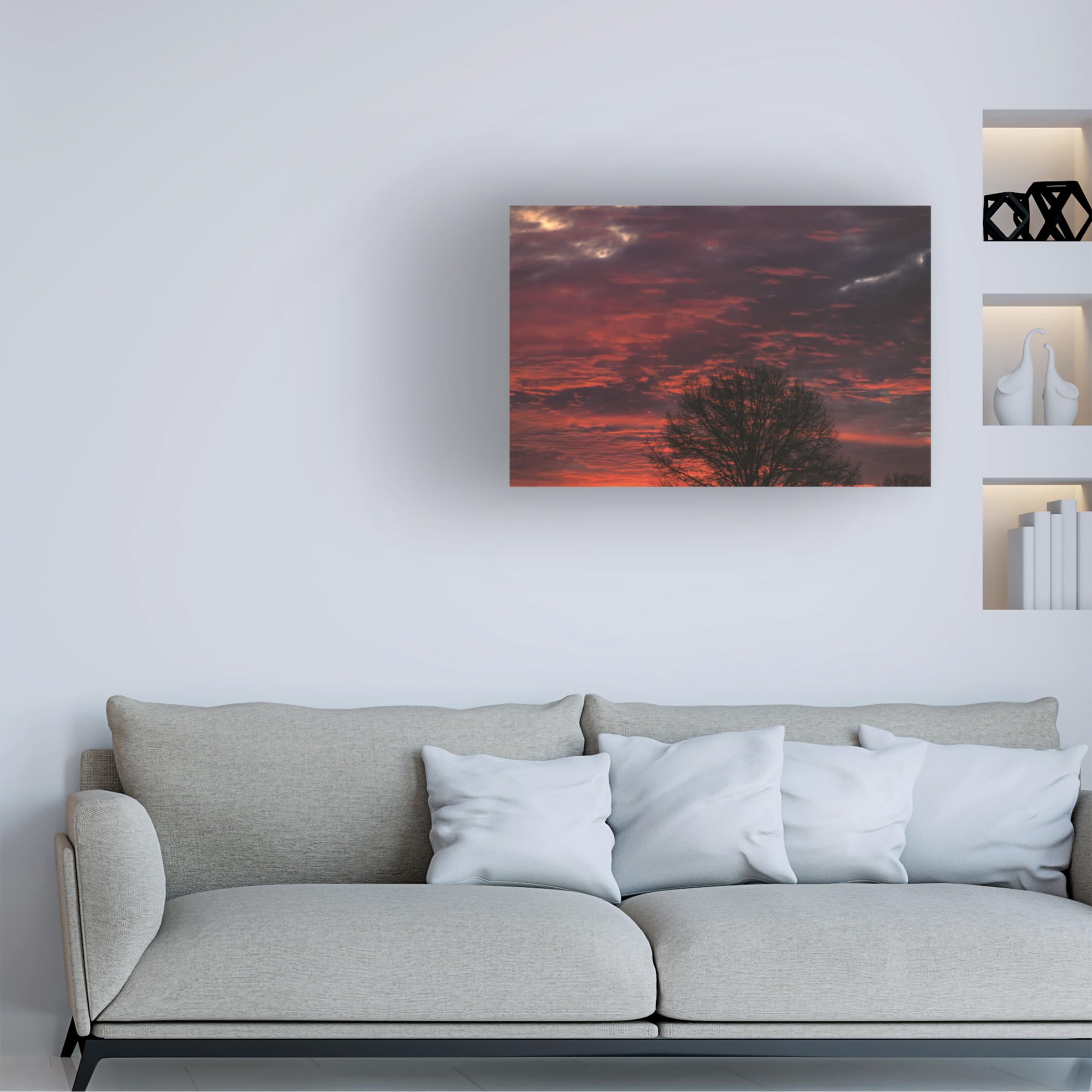 Kurt Shaffer 'Incredible Red Sunrise' Photographic Canvas Wall Art - Stunning Landscape Photography for Living Room, Bedroom & Office Decor