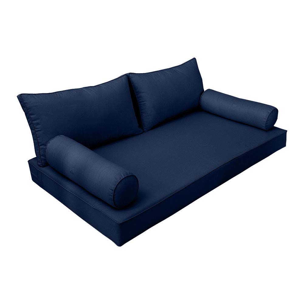 Prolinemax SLIPCOVER ONLY - S2 Outdoor Daybed Mattress Bolster Backrest Cushion Covers with Piped Trim for Twin-XL Size (AD101) | Perfect for Patio, Poolside & Garden Furniture Protection