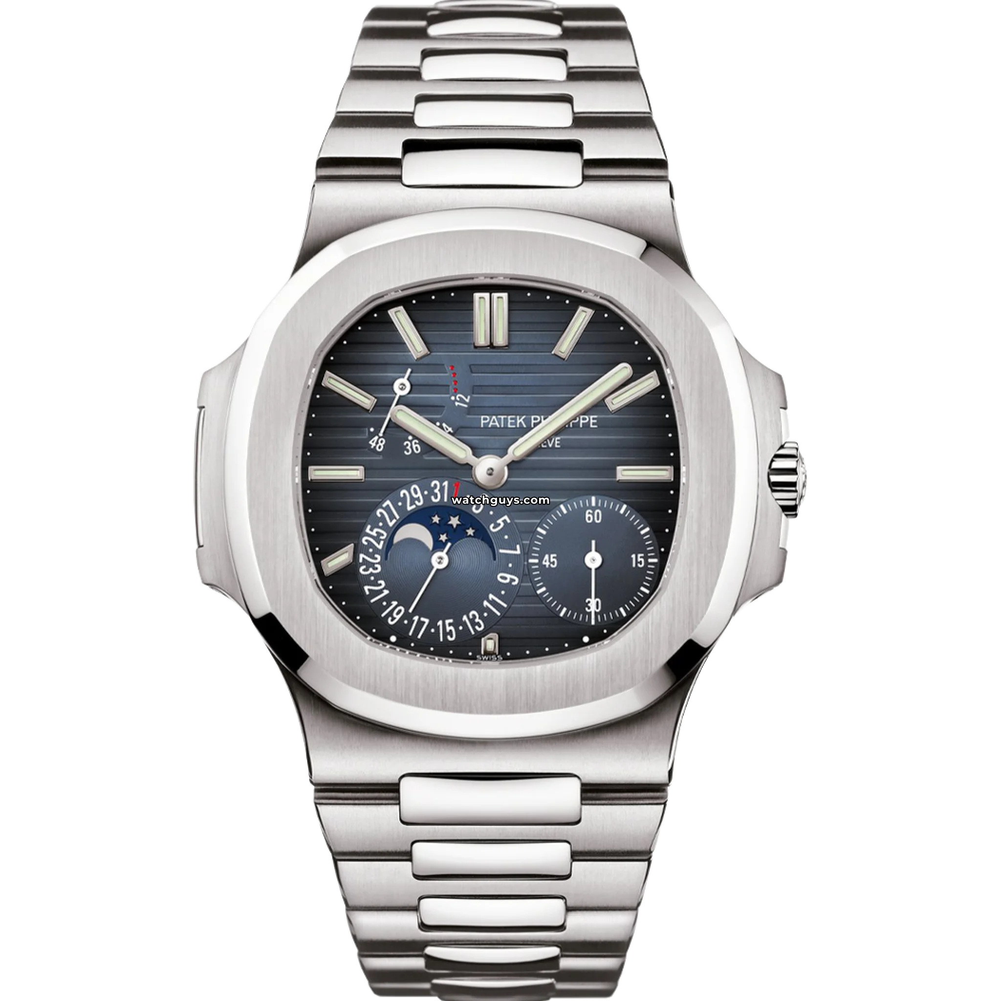 Original Patek Philippe Nautilus 5712/1A 001 Luxury Stainless Steel Watch - Moon Phase & Power Reserve - Perfect for Business Meetings & Formal Events