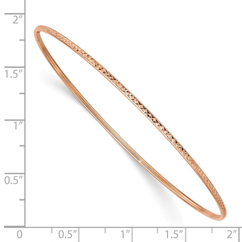 Roy Rose Jewelry 14K Yellow Gold & Rose Gold 1.5mm Diamond-Cut Slip-On Bangle Bracelet - Adjustable Length | Perfect for Weddings, Anniversaries & Everyday Elegance