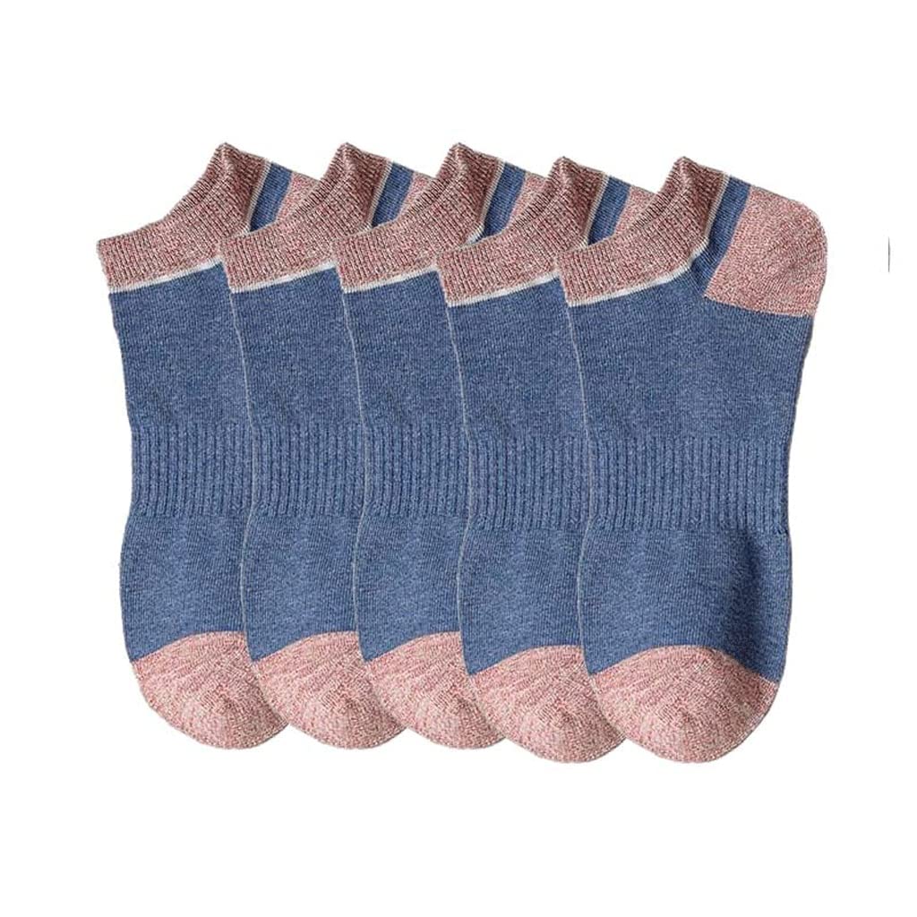 5 Pairs Men's Cotton Breathable Invisible Boat Socks - Lightweight Low-Cut Casual & Athletic Socks for All Seasons (One Size, Assorted Colors) - Perfect for Workout, Running, Office Wear & Daily Comfort