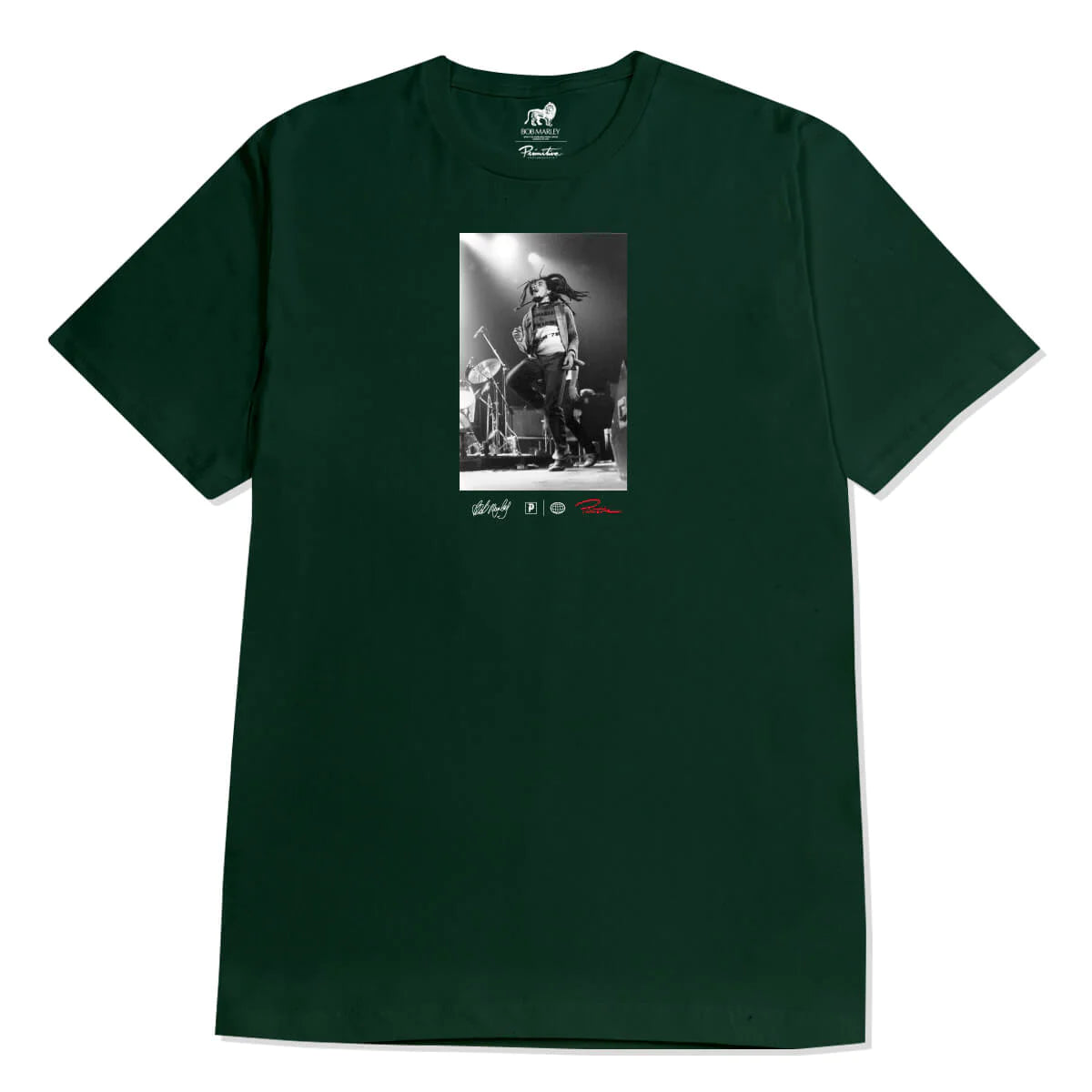 Primitive x Bob Marley Heartache Graphic T-Shirt - Forest Green - Reggae Inspired Streetwear for Men - Perfect for Concerts, Festivals & Casual Wear