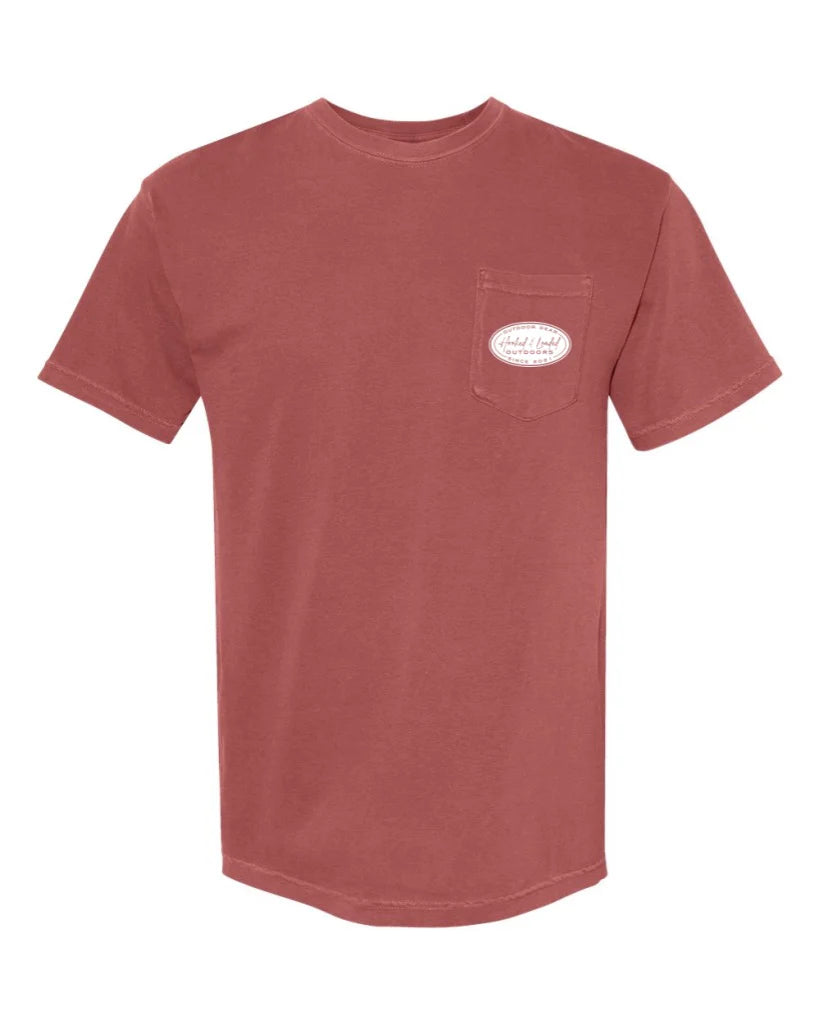 HLO Logo Tee in Brick Red - Soft Cotton Short Sleeve Graphic T-Shirt for Men & Women - Perfect for Casual Wear, Street Style & Everyday Outfits
