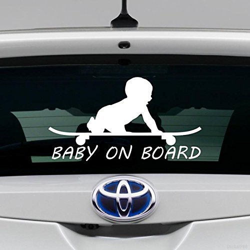 ARWY Baby on Board Car Stickers - Waterproof Vinyl Decals for Windows, Sides, Hood & Bumper - White Exterior Car Decor - Perfect for Family Safety & Child Awareness While Driving