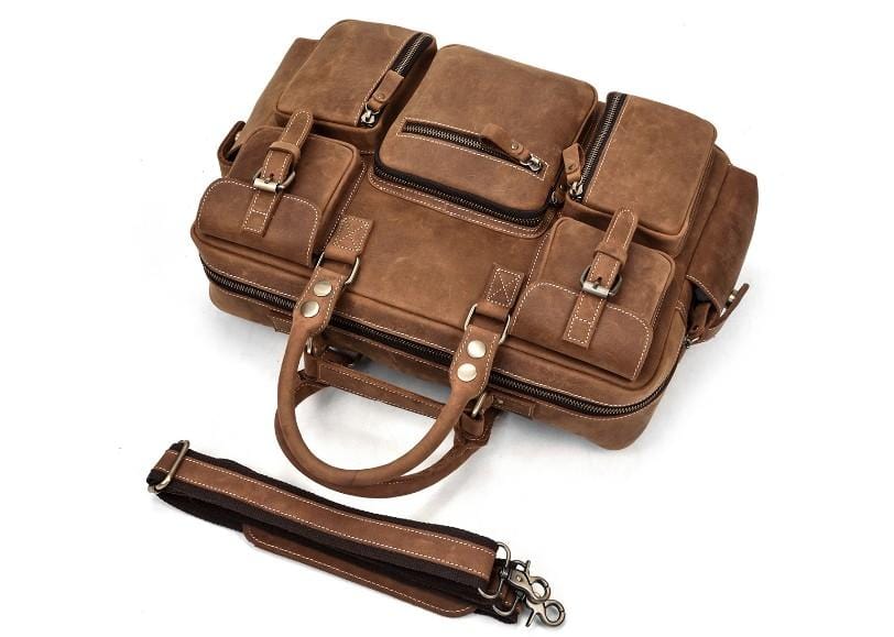 Premium Leather Travel Duffle Bag - Waterproof Weekender Luggage for Men & Women - Perfect for Gym, Business Trips & Weekend Getaways