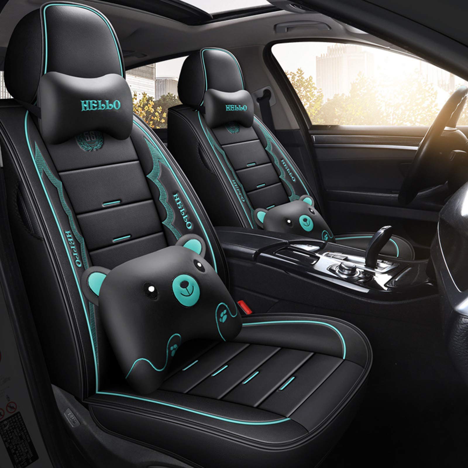 Universal Car Seat Cover - 100% Breathable with Composite Sponge, Adjustable & Removable Auto Seat Cushions for Cars, SUVs & Trucks - Green - Perfect for Road Trips, Daily Commute & Long Drives