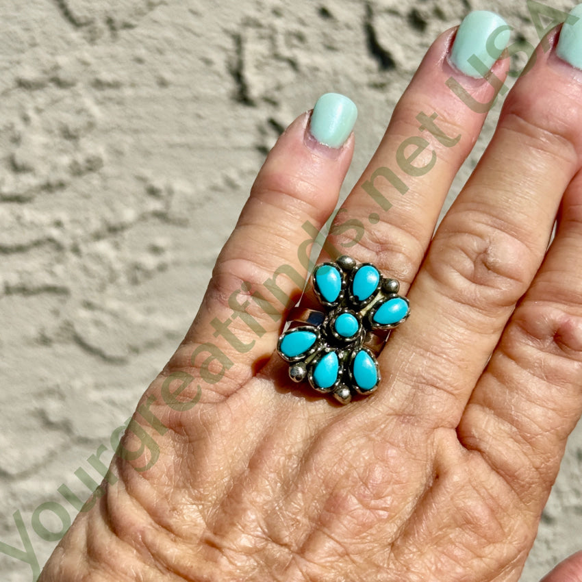 Sterling Silver Turquoise Butterfly Ring for Women - Size 6.5 - Handmade Boho Jewelry for Everyday Wear & Special Occasions
