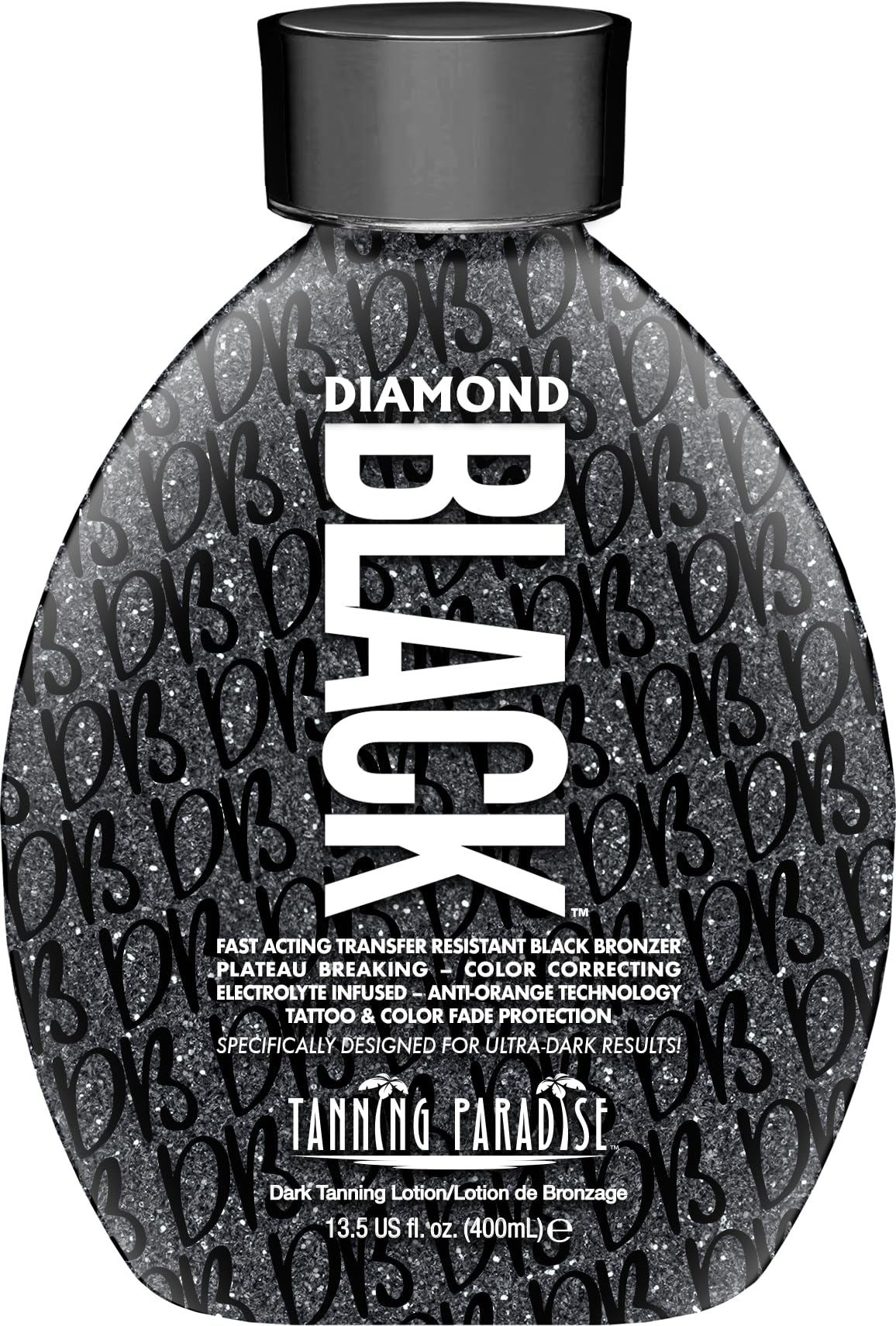 Paradise Diamond Black Tanning Bed Lotion 13.5 Fl Oz - Transfer Resistant, Golden Bronze CC Cream with Matte Airbrush Effect - Perfect for Sunbeds, Spray Tanning & Achieving a Natural Glow