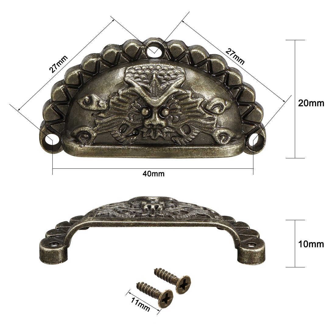 Bronze Zinc Alloy Cup Pulls for Cabinets - 10 Pack - Dresser & Kitchen Drawer Handles