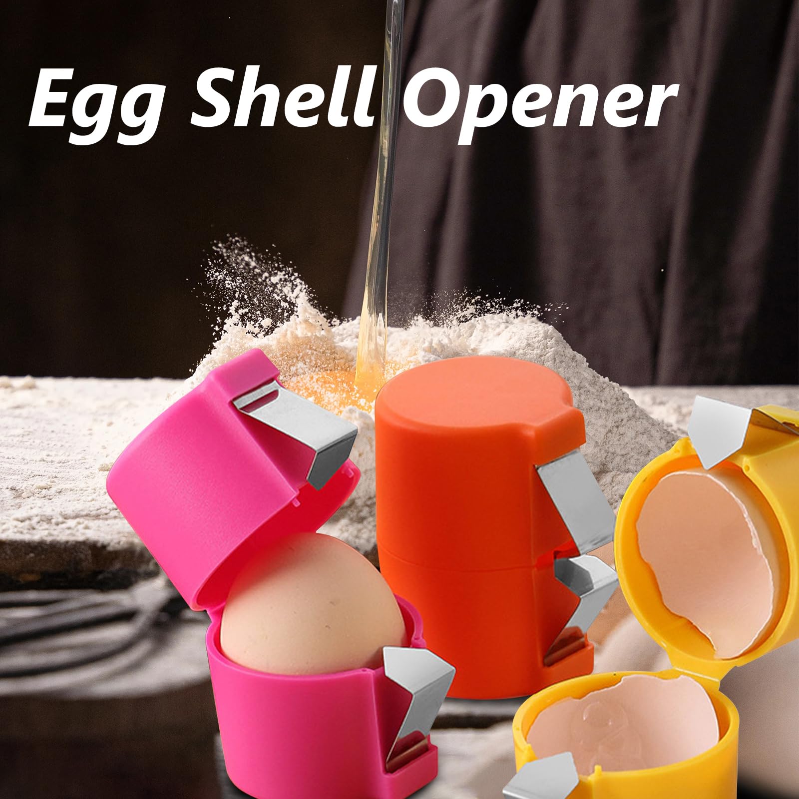 Premium Egg Shell Opener Tool - 3-Pack Handheld Raw Egg Opener for Effortless Cracking, Dishwasher Safe & Easy to Clean - Perfect for Baking, Cooking, and Breakfast Prep