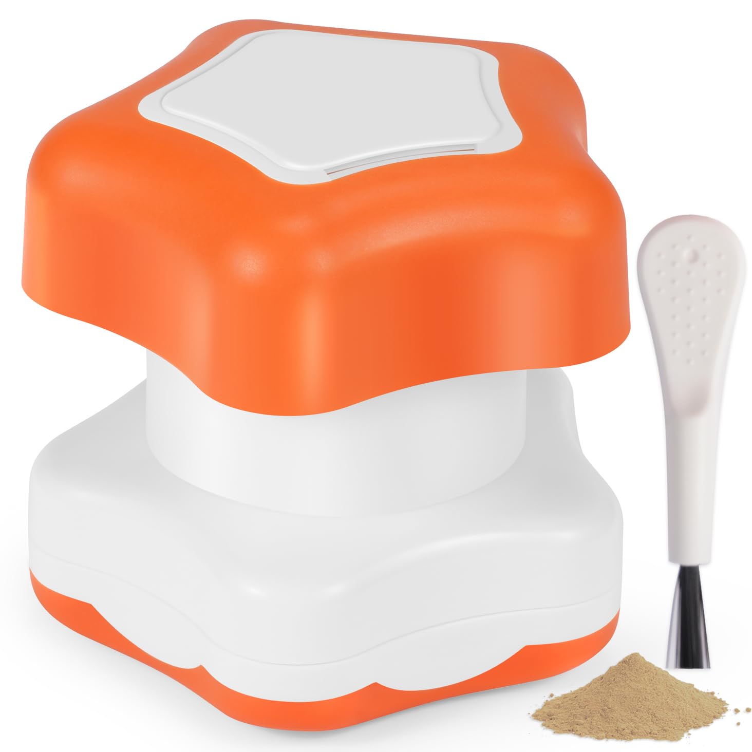 Johnbee Pill Crusher & Grinder - Fine Powder for Easy Medication - Storage Compartment & Silicone Edges - Grind Multiple Pills at Once - Includes Cleaning Brush (Orange) - Perfect for Elderly Care, Family Use & Pet Medication