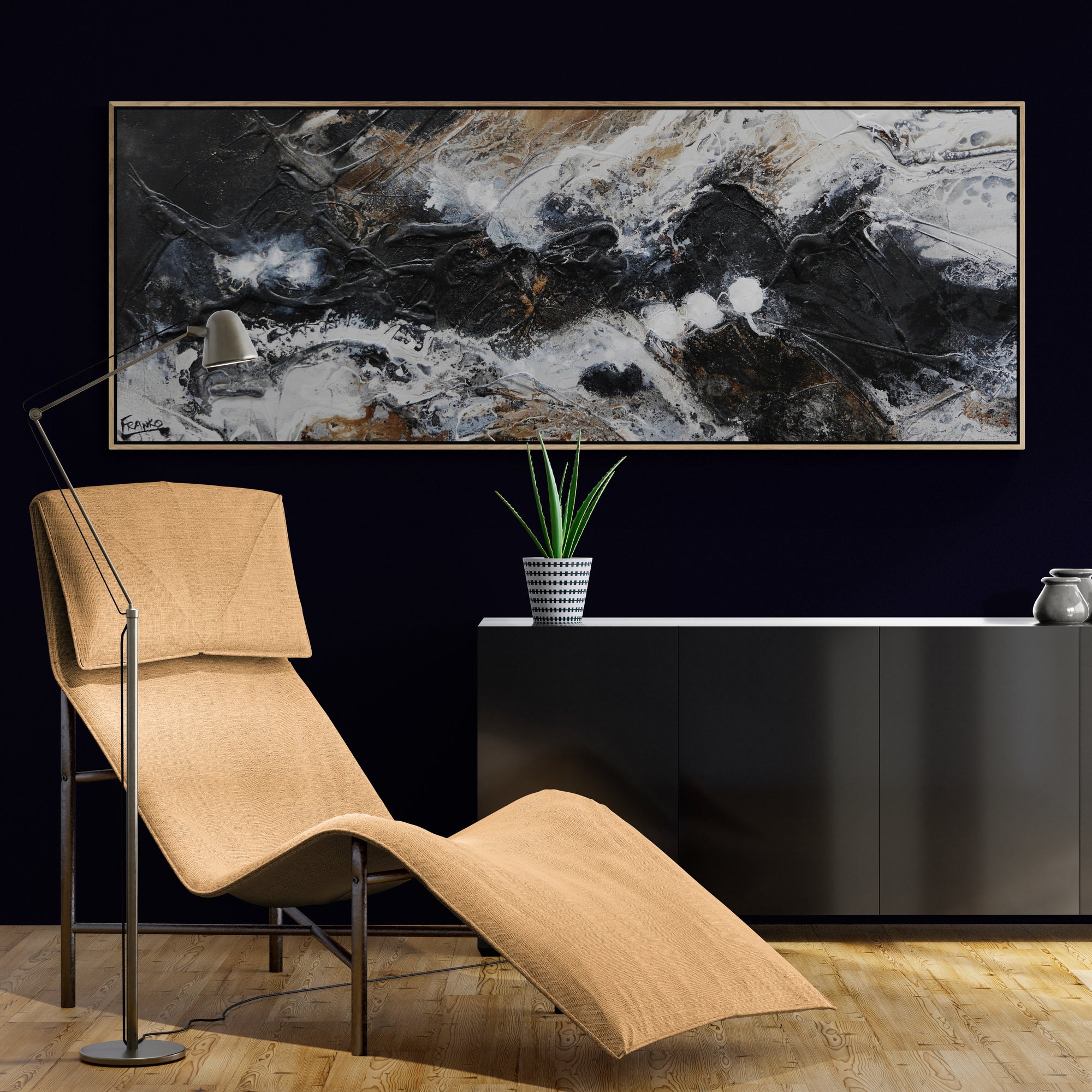 160cm x 60cm Black Rust Textured Abstract Canvas Wall Art - Modern Industrial Home Decor for Living Room, Bedroom & Office