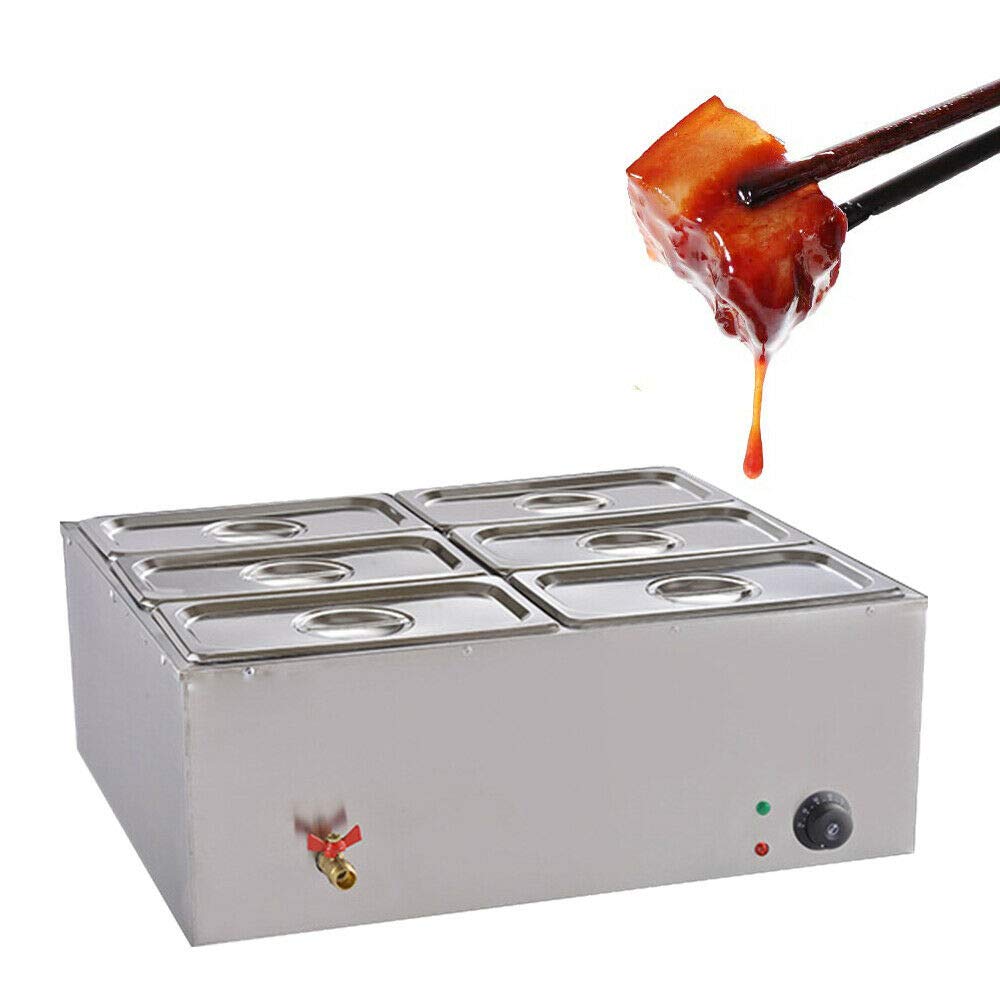 Commercial Food Warmer - 6 Pot Portable Steam Table Countertop Soup Station 110V | Buffet Catering, Restaurant Kitchen, Food Service & Event Heating Solution