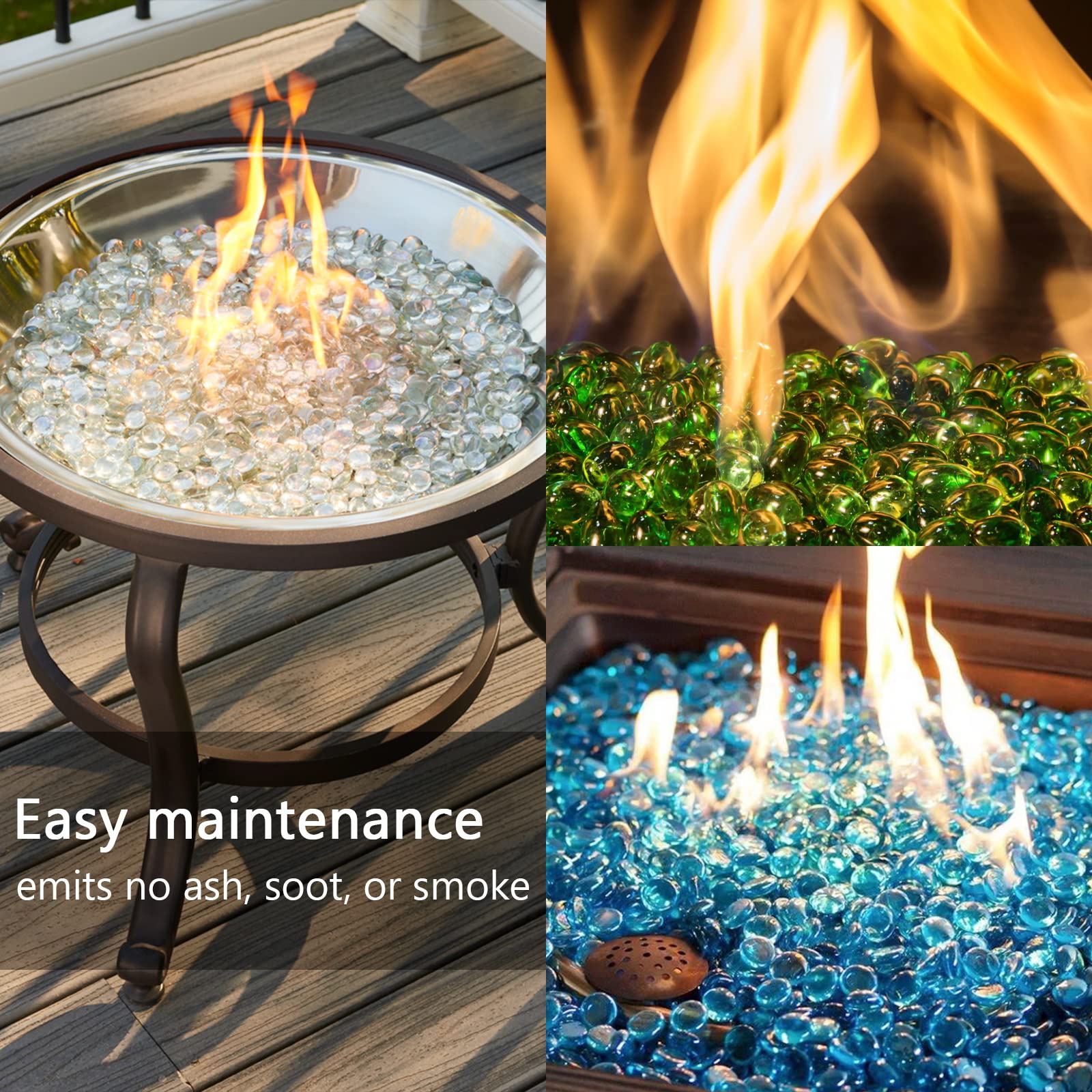 5LB Fire Glass Beads - Flat Glass Marbles for Fire Pit & Fireplace, Vase Filler, Aquariums, Hydroponics - Red Gems for Home Decor, Christmas DIY Crafts & Outdoor Entertaining