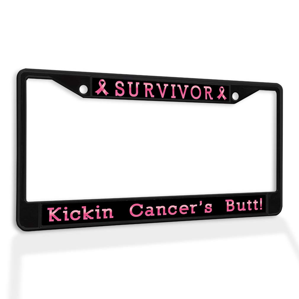 Premium Metal License Plate Frame - Weatherproof & Durable Car Accessory with Solid Insert (2 Holes) - Perfect for Supporting Cancer Survivors & Personalizing Your Vehicle - Ideal for Cars, Trucks & SUVs