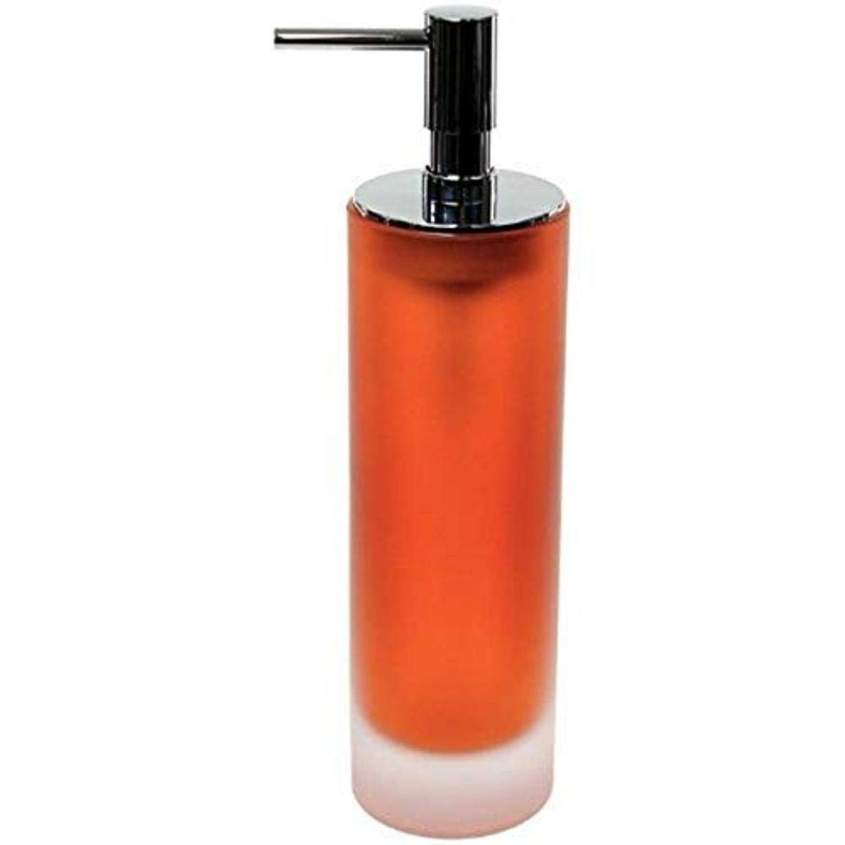 Gedy Tiglio Glass Soap Dispenser - Orange, Free Standing Bathroom Countertop Decor for Kitchen, Sink, or Vanity - Elegant & Functional Liquid Soap Dispenser for Home & Office