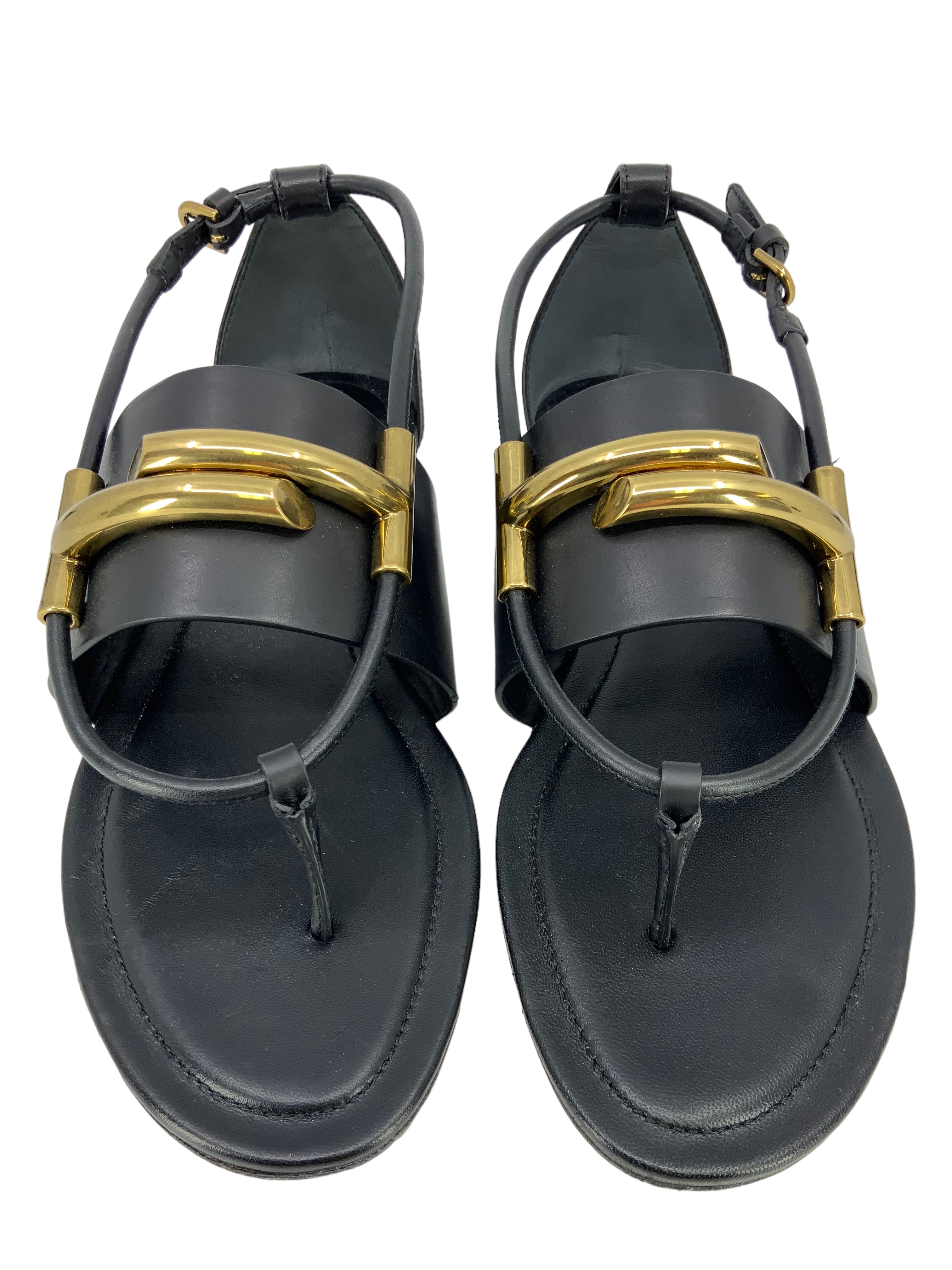 TOD'S Doppia Leather T Logo Thong Sandals for Women - Size 7.5 (US) | Comfortable Summer Flip Flops for Beach, Pool & Casual Outings