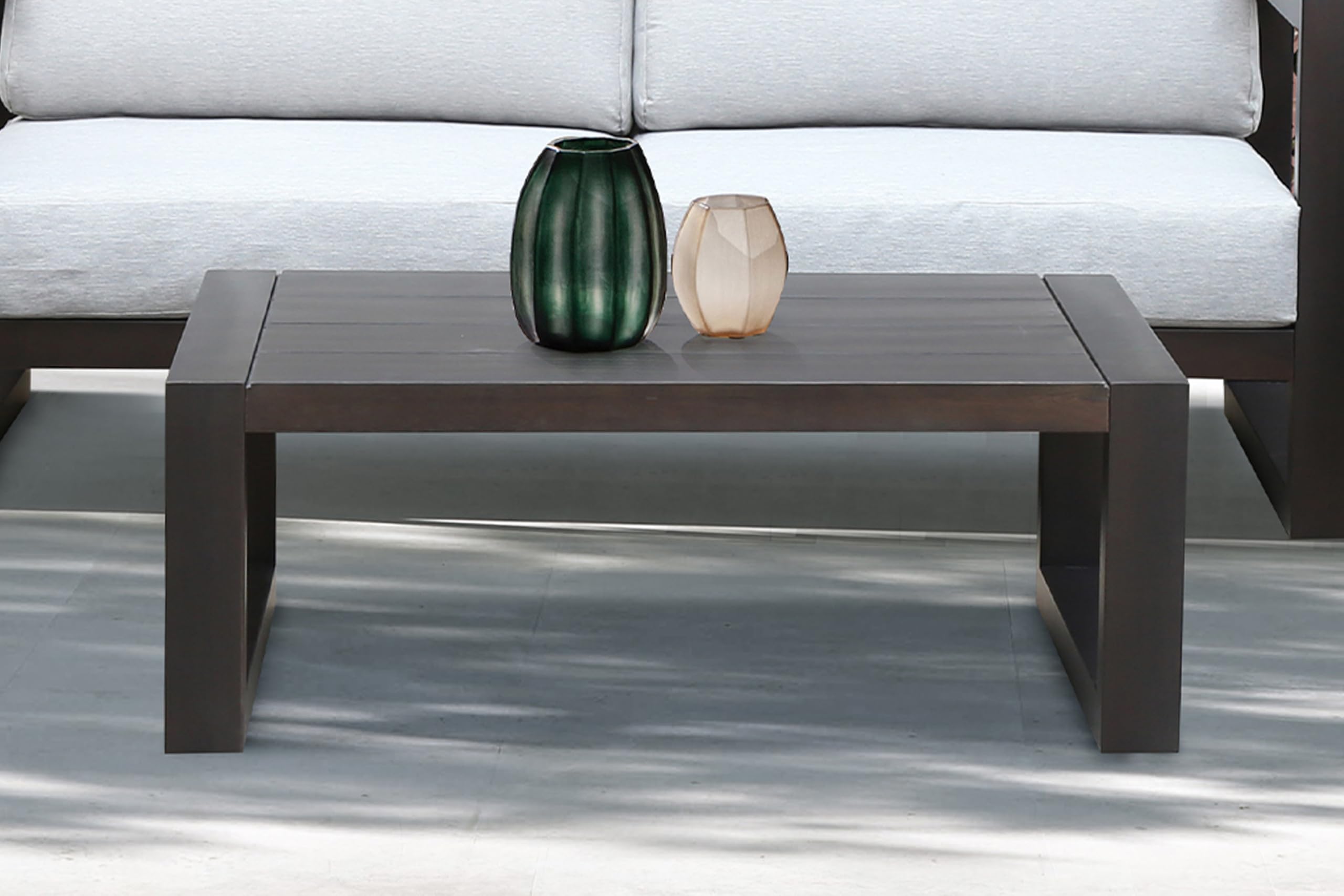 Armen Living Paradise Outdoor Eucalyptus Wood Coffee Table - Natural Earth Tone Patio Furniture for Garden, Poolside & Backyard Decor