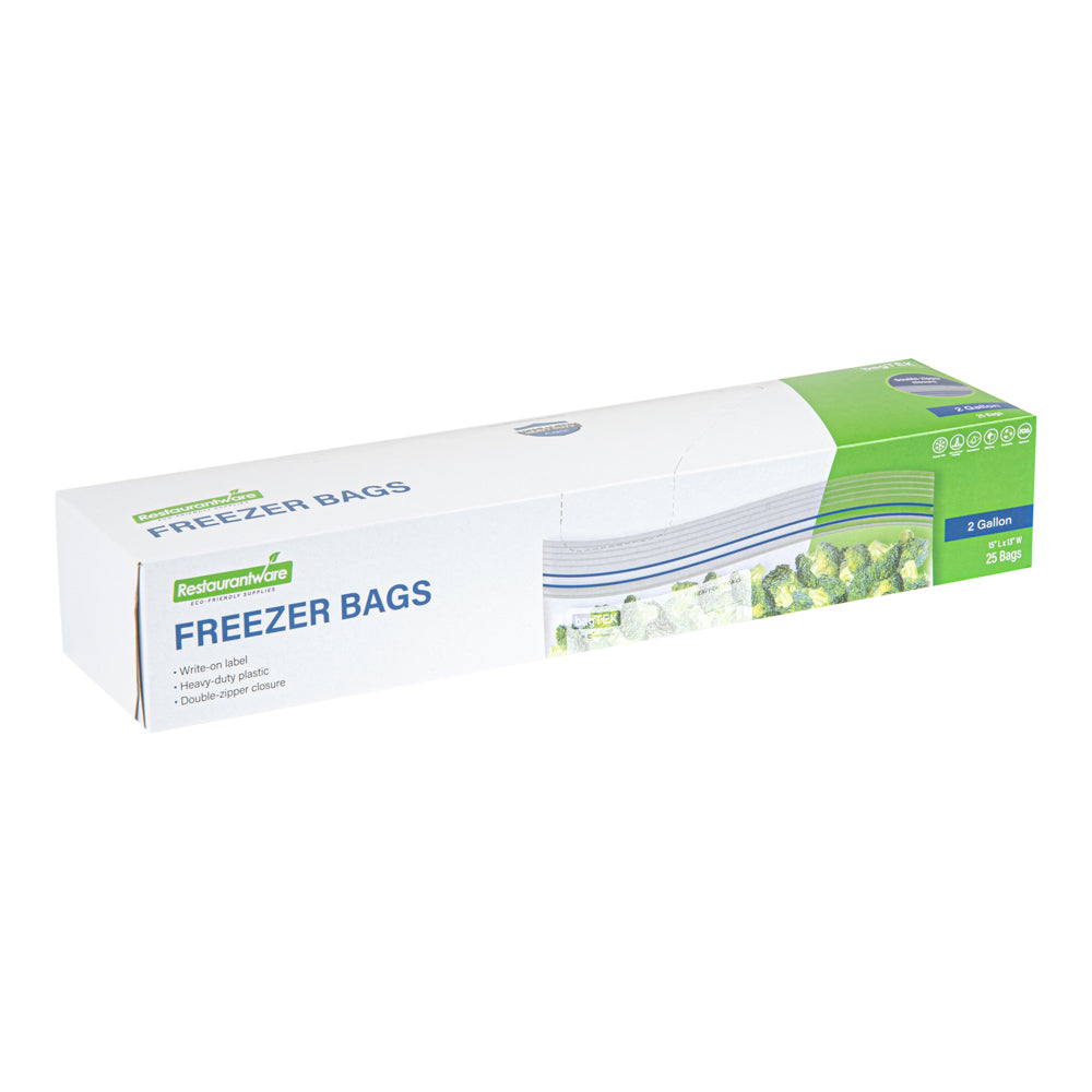 Bag Tek 2 Gallon Clear Plastic Freezer Bags – Double Zipper, Write-On Label, BPA-Free (15 x 13 Inches) – 1000 Count Box – Ideal for Food Storage, Meal Prep & Freezing