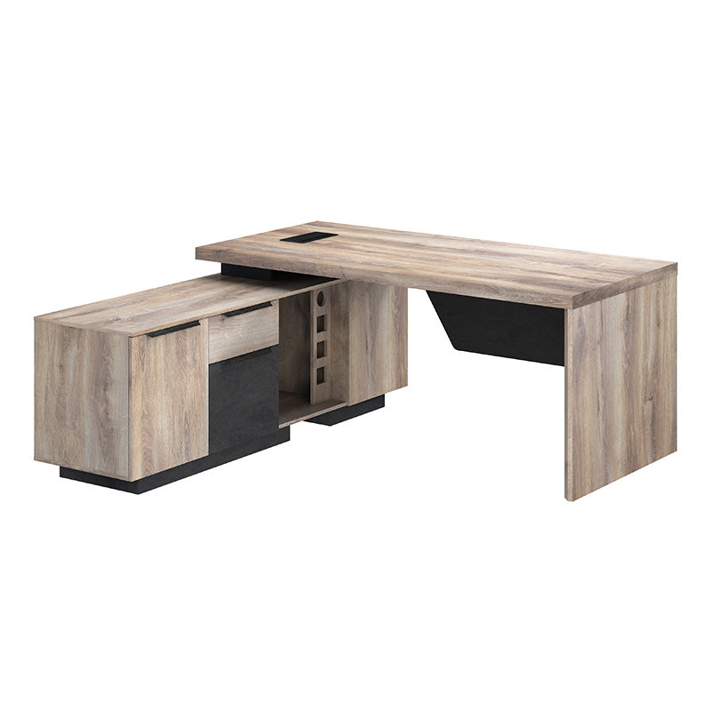 BALDER Executive Desk with Left Return 1.8M-2.0M - Warm Oak & Black Finish - Premium Office Furniture for Home & Business Workspaces