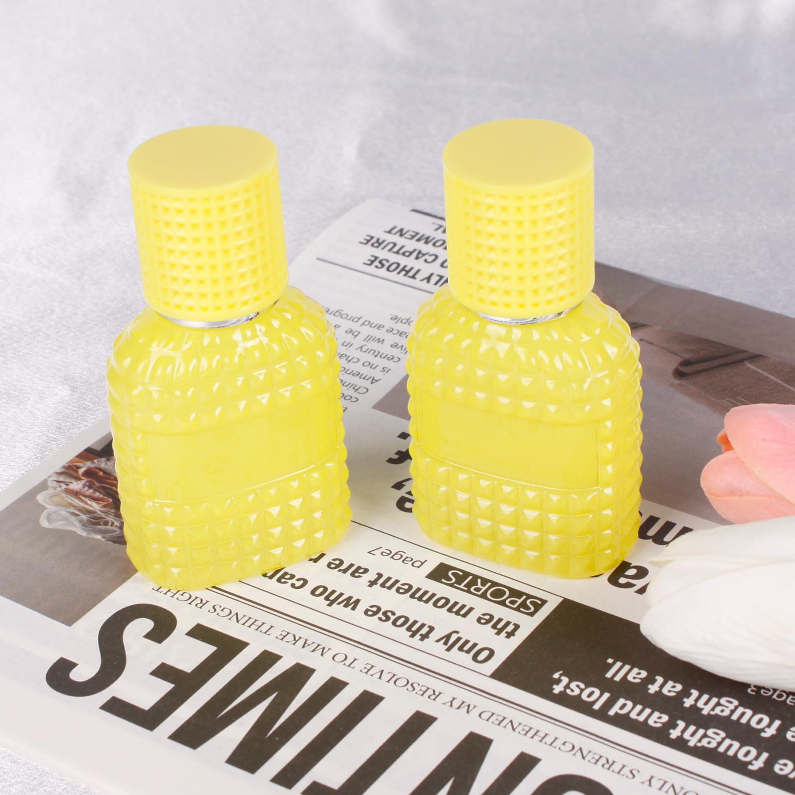 2 Pack 30ml Empty Refillable Glass Perfume Spray Bottles - Fine Mist Atomizer for Travel, Essential Oils, Liquids & Fragrances | Portable Perfume Containers for Cleaning, DIY & Beauty (Yellow) - Perfect for Travel, Gym, Purse & Home Use