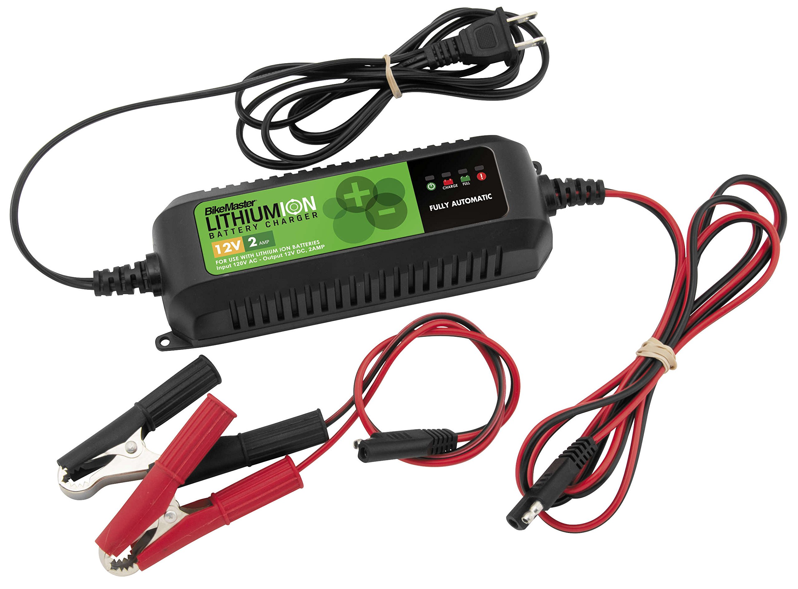 BikeMaster Lithium-Ion Battery Charger & Maintainer - 12V Smart Charger for Motorcycle, ATV, UTV, Powersports - Trickle Charge & Battery Maintenance - Perfect for Garage, Workshop, RV & Outdoor Adventures