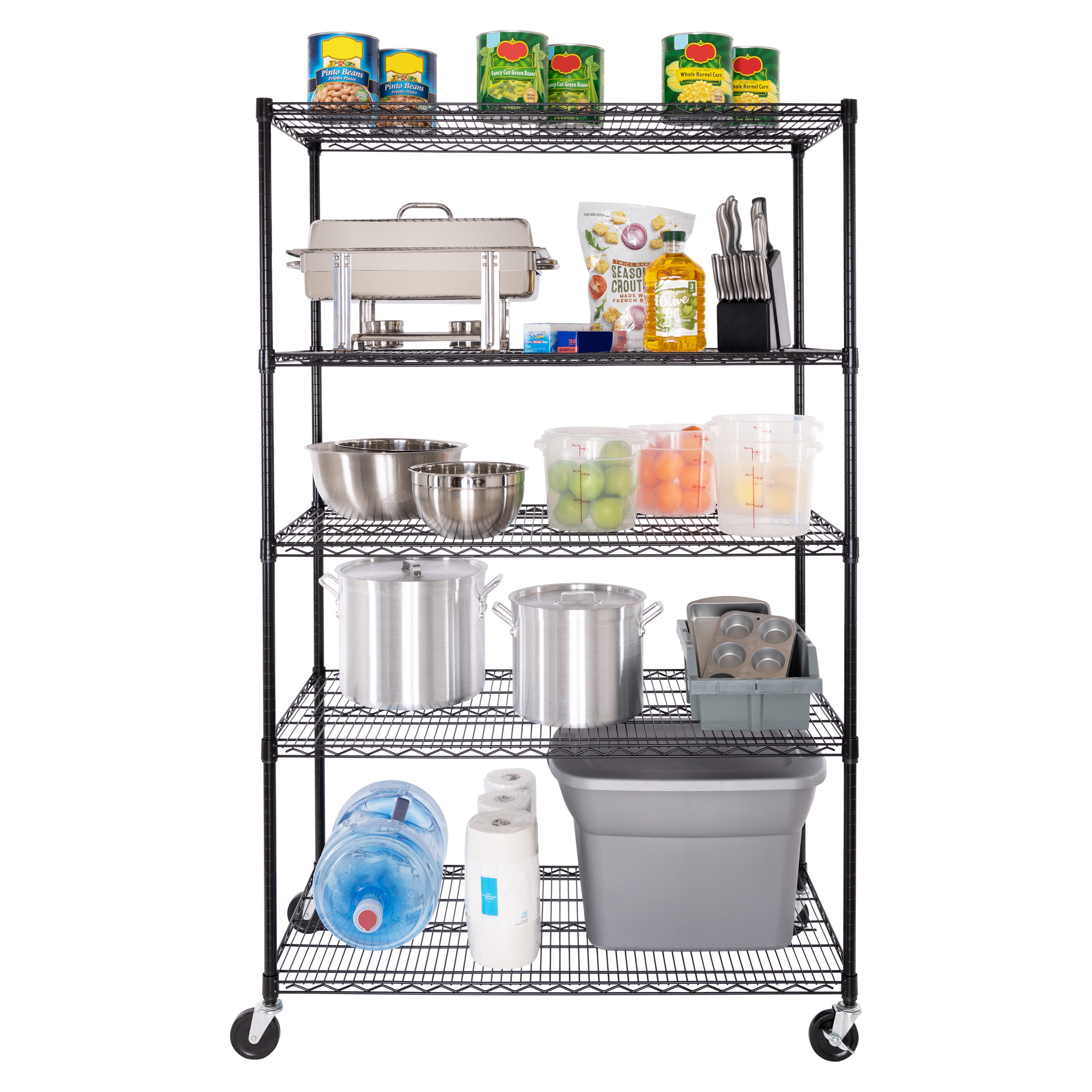 UltraDurable® 5-Tier NSF Certified Steel Shelving Unit - Heavy Duty Black Metal Storage Rack for Garage, Warehouse, Kitchen & Pantry Organization