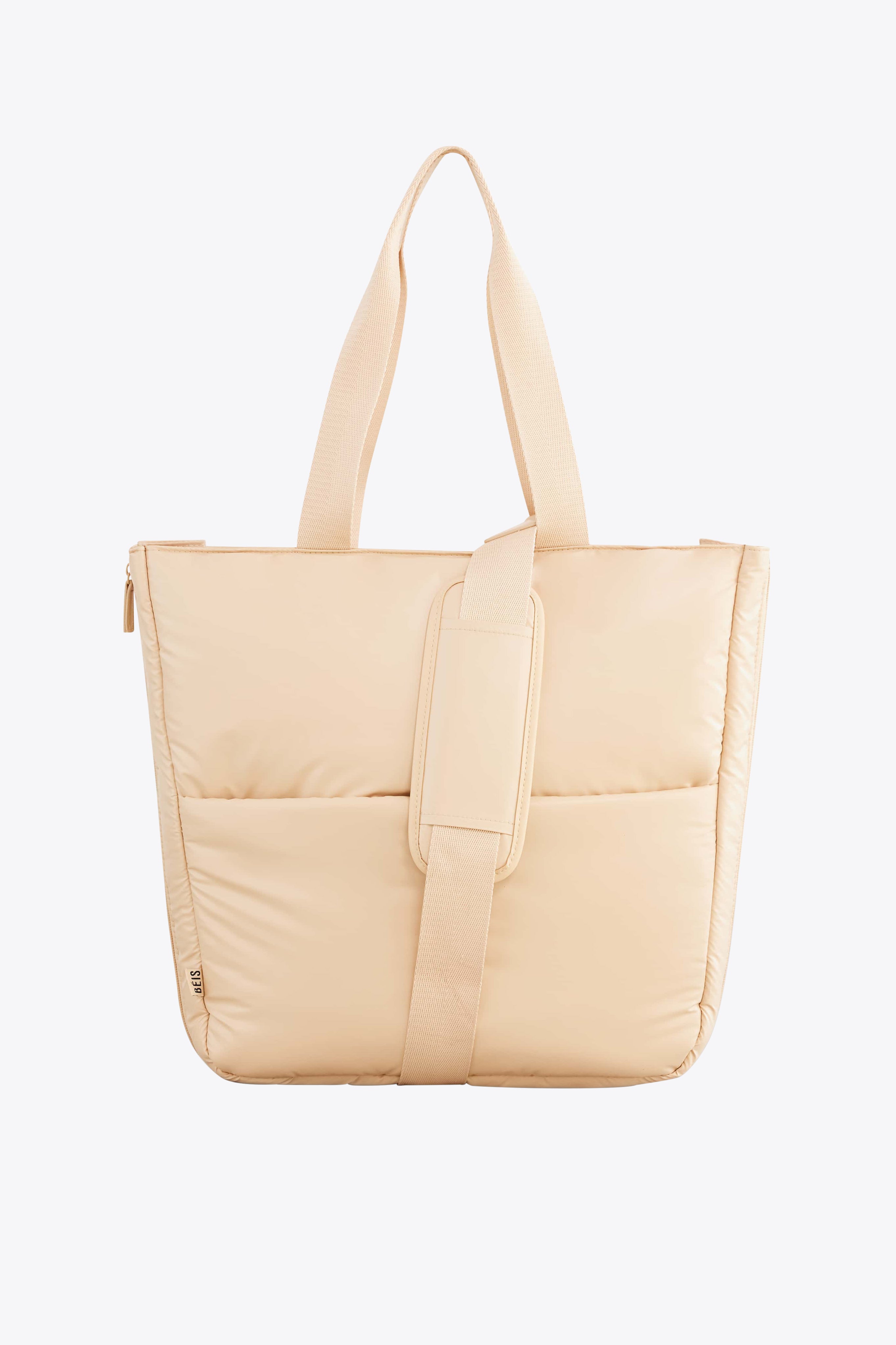 Expandable Beige Tote Bag - Stylish & Spacious Handbag for Women, Perfect for Work, Travel, and Shopping