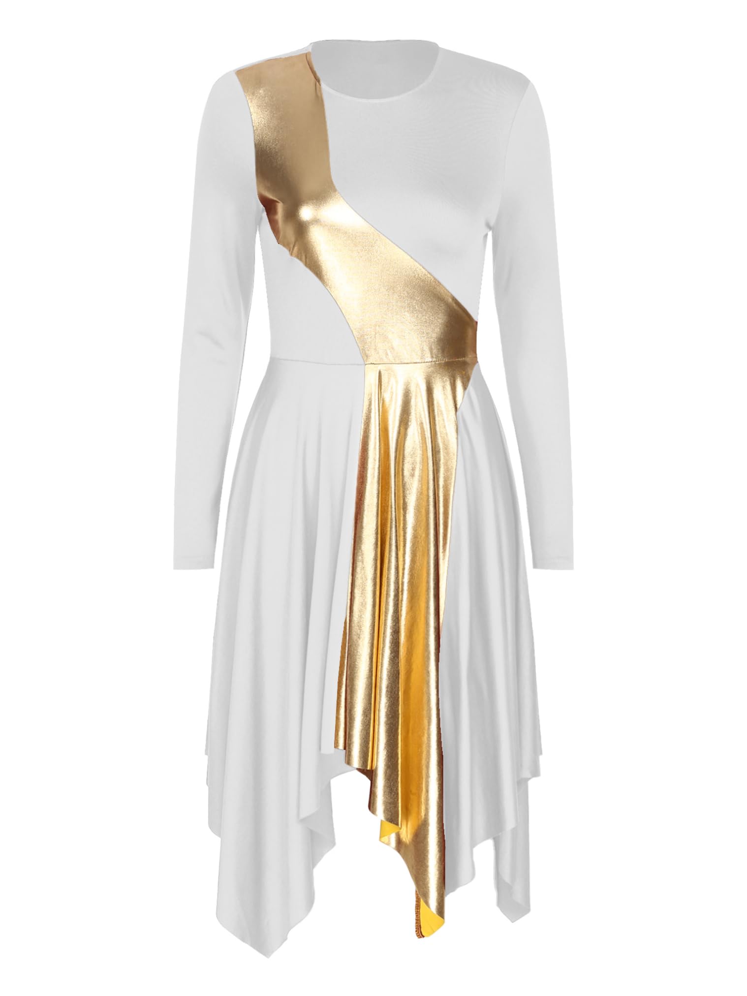 Vastwit Women's Long Sleeve Praise Dance Dress - Liturgical Worship Dancewear for Church Performances & Lyrical Worship Events