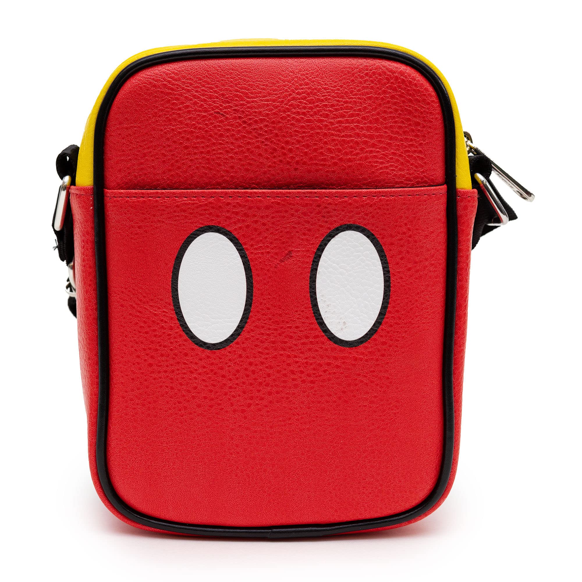 Disney Mickey Mouse Vegan Leather Crossbody Bag with Happy Face & Buttons Design - Perfect for Theme Parks, Travel & Everyday Use