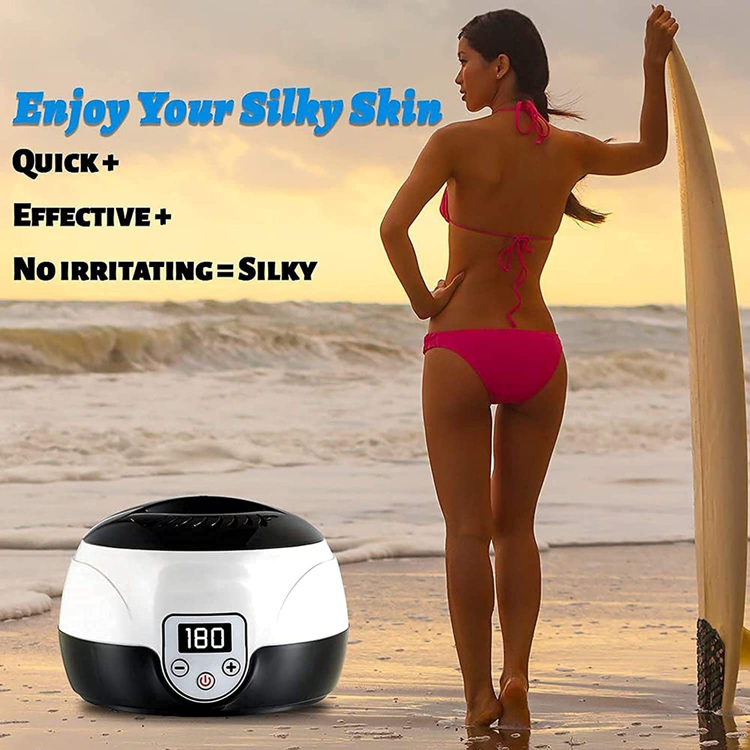 Electric Wax Warmer Kit for Hair Removal - Digital Wax Heater with Wax Beans & Applicator Sticks - Perfect for Home Spa, Salon & DIY Beauty Treatments