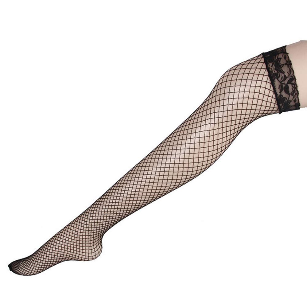 E-Laurels Women's Lace Sheer Thigh-High Fishnet Stockings with Stay-Up Silicone Band - Sexy Hosiery for Cosplay, Boudoir & Night Out