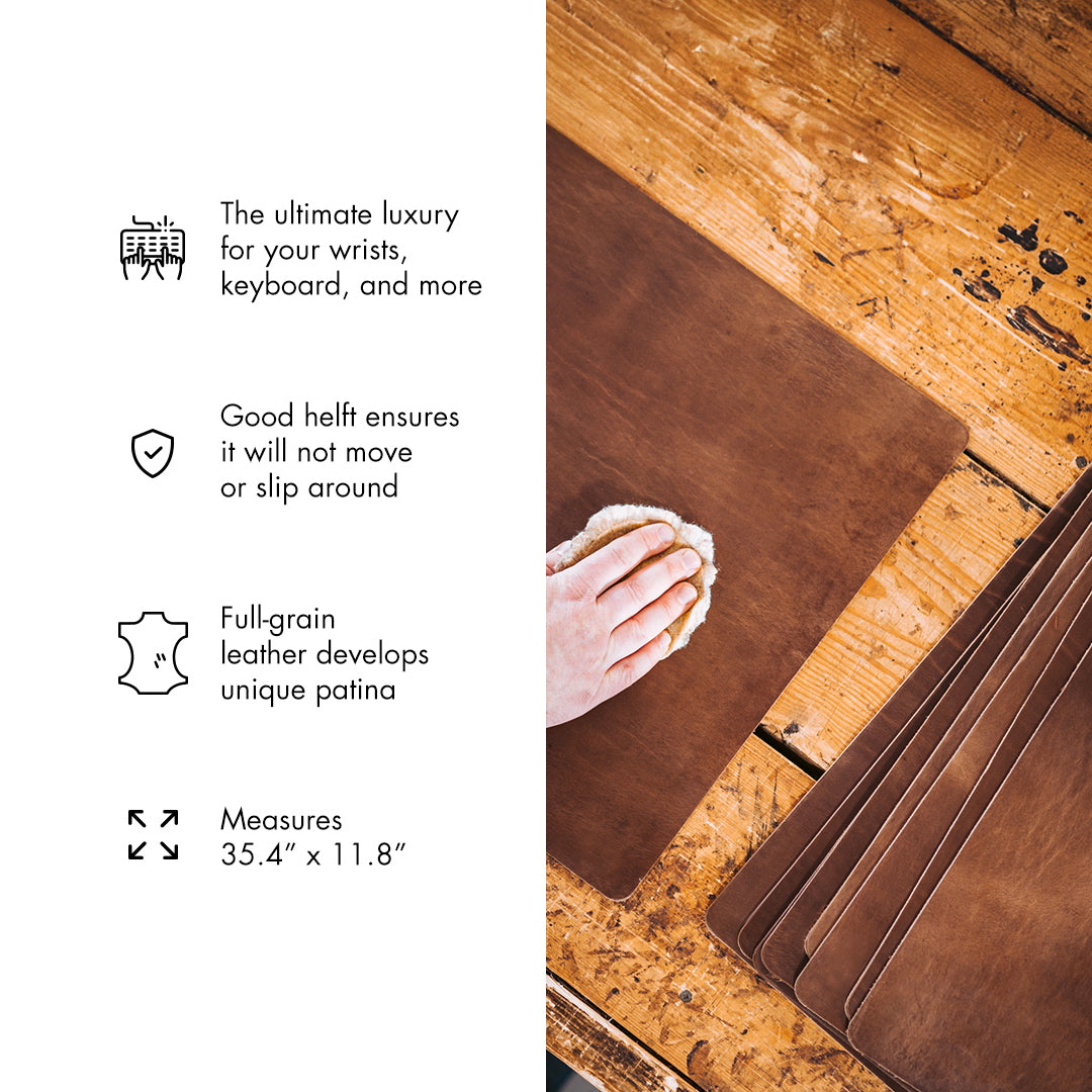 Premium Genuine Leather Desk Pad - Waterproof & Non-Slip Office Desk Protector for Writing, Mouse & Keyboard Use - Perfect for Home Office, Study & Workstations